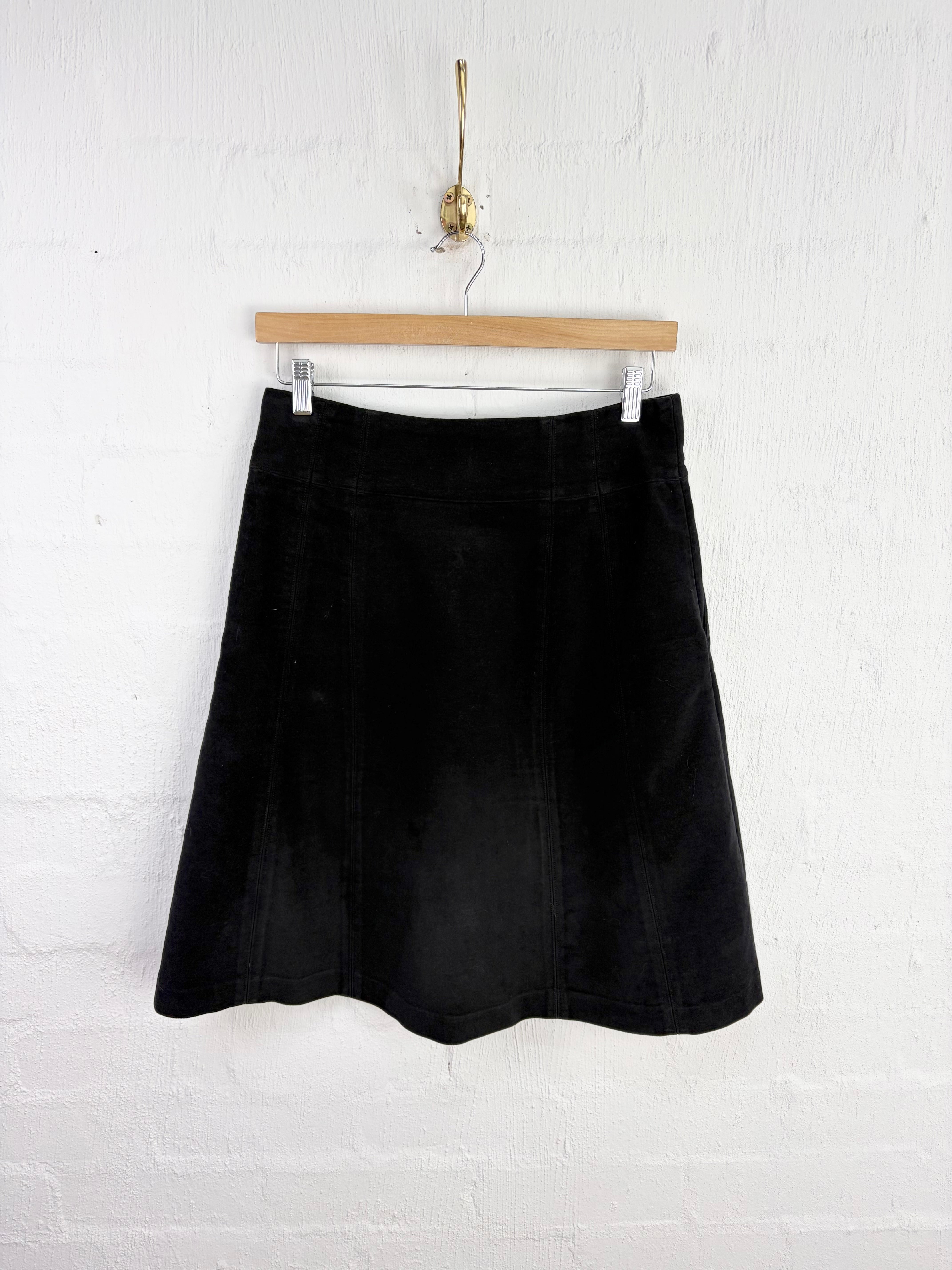 Vintage Laura Ashley Velveteen Black Panelled Skirt - AU10