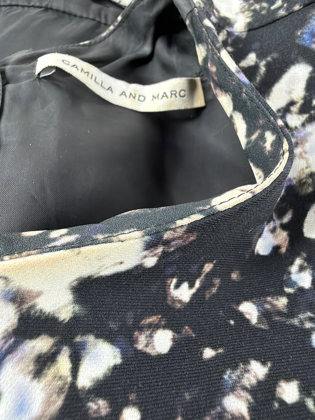 Camilla & Marc Black & White Abstract Floral Print 'Lightyear' Dress - AU6
