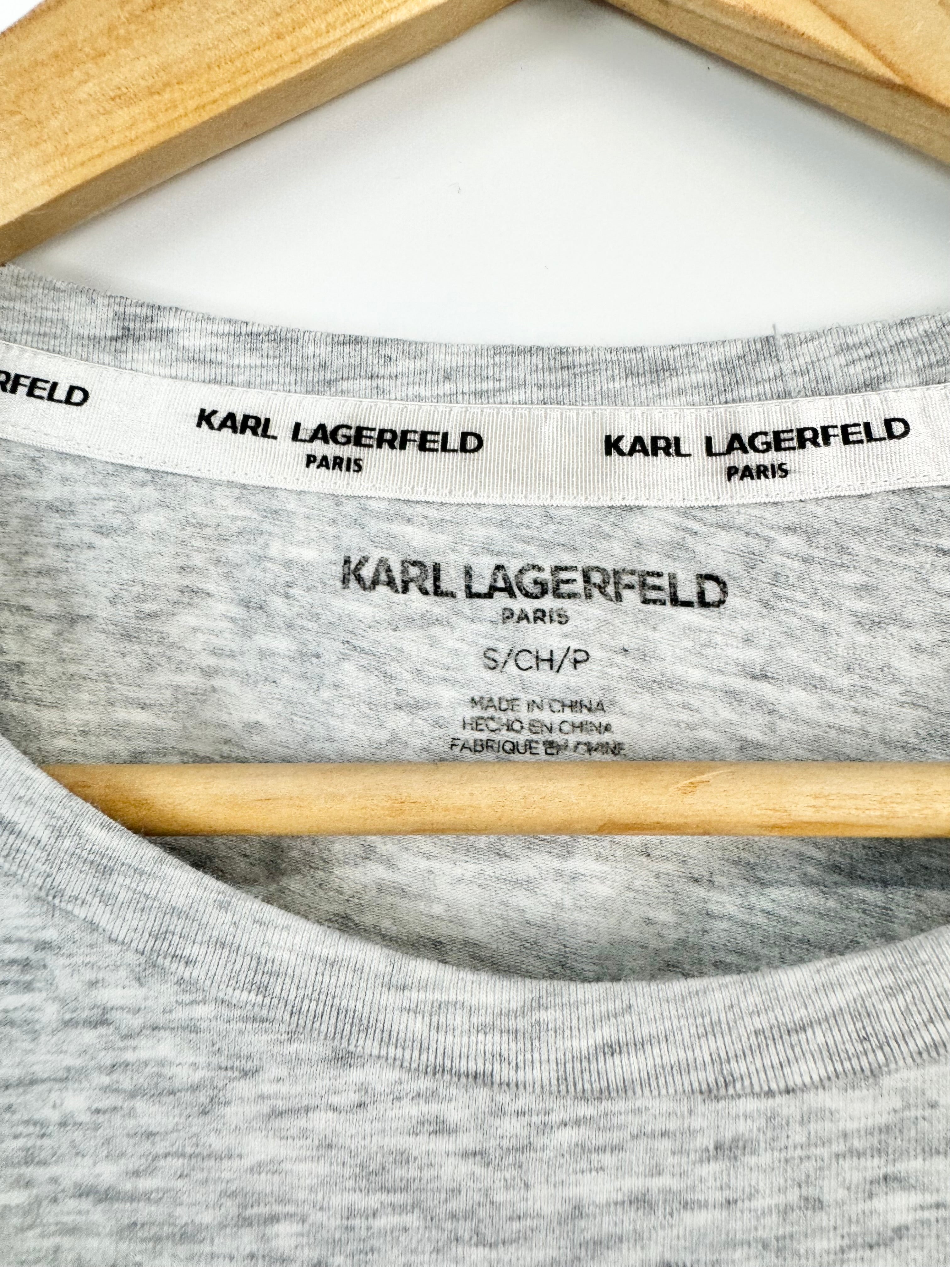 Karl Lagerfeld Grey Sunglasses Embellished Stretchy T-Shirt - AU8/10