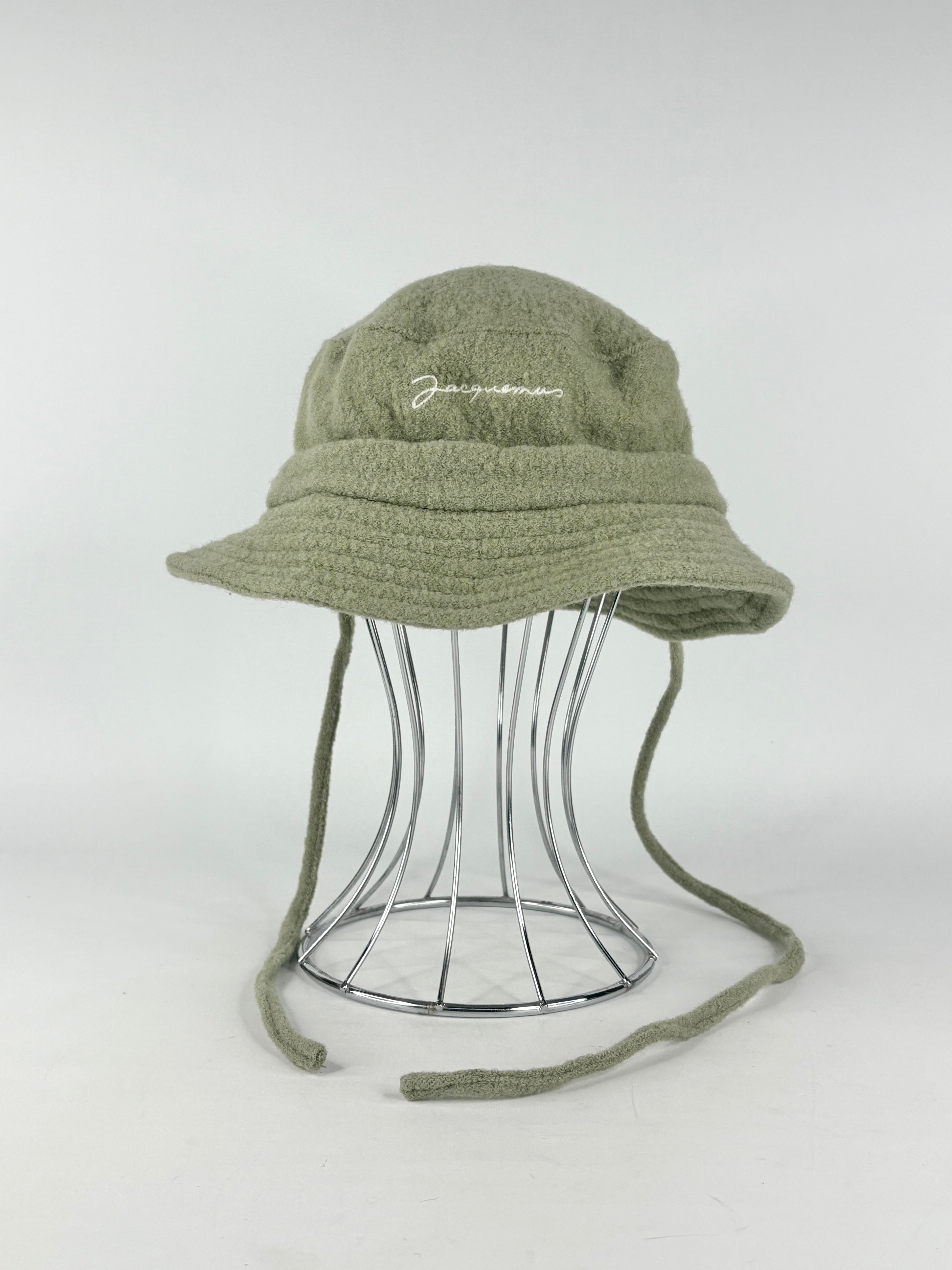 Jacquemus Sage Green Felted Drawstring Bucket Hat