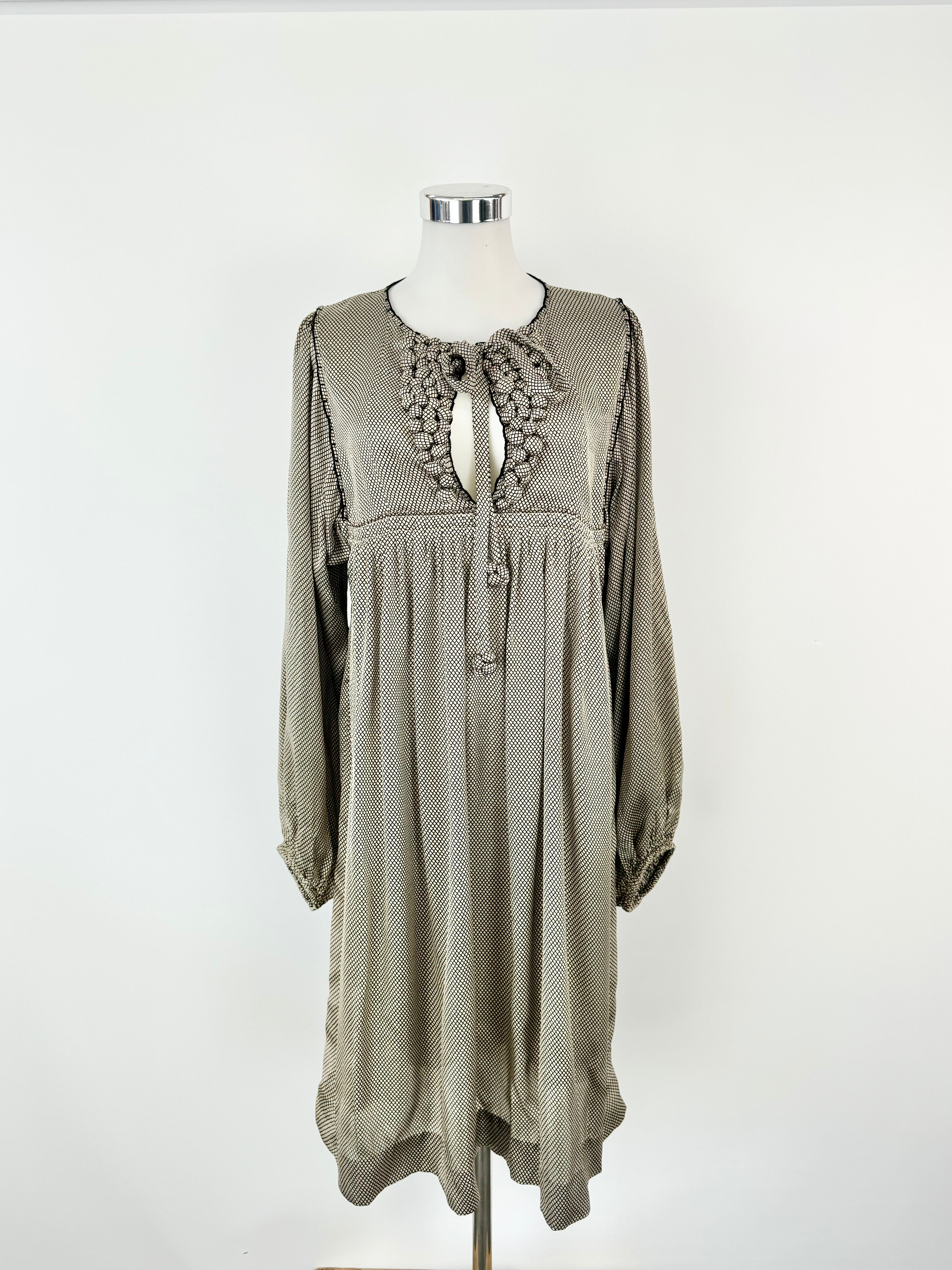 By Malene Birger 'Jessa' Cream & Black Grid Pattern Dress - AU8