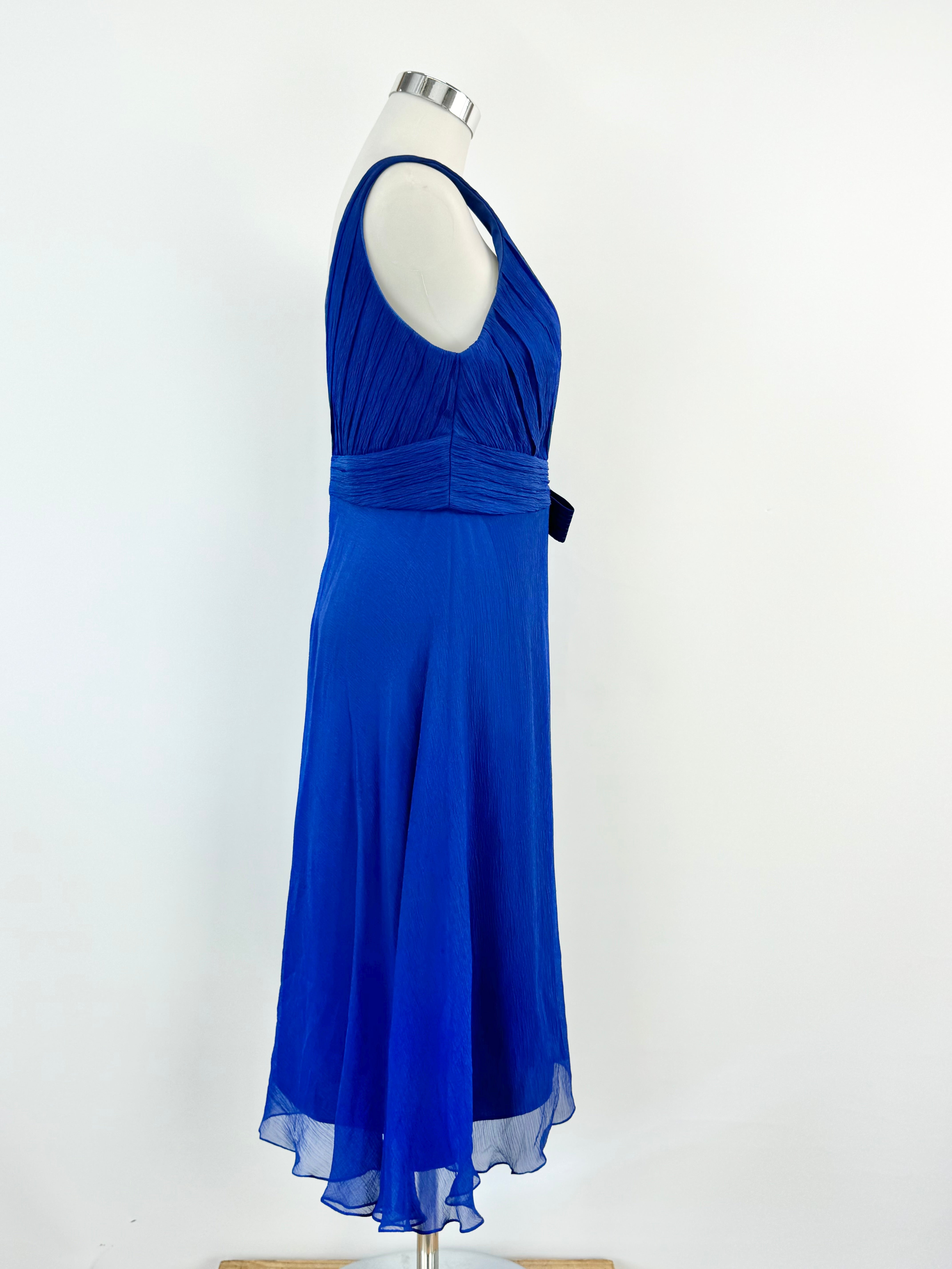 Mabel Magalhaes French Blue Chiffon Silk Midi Dress - AU8