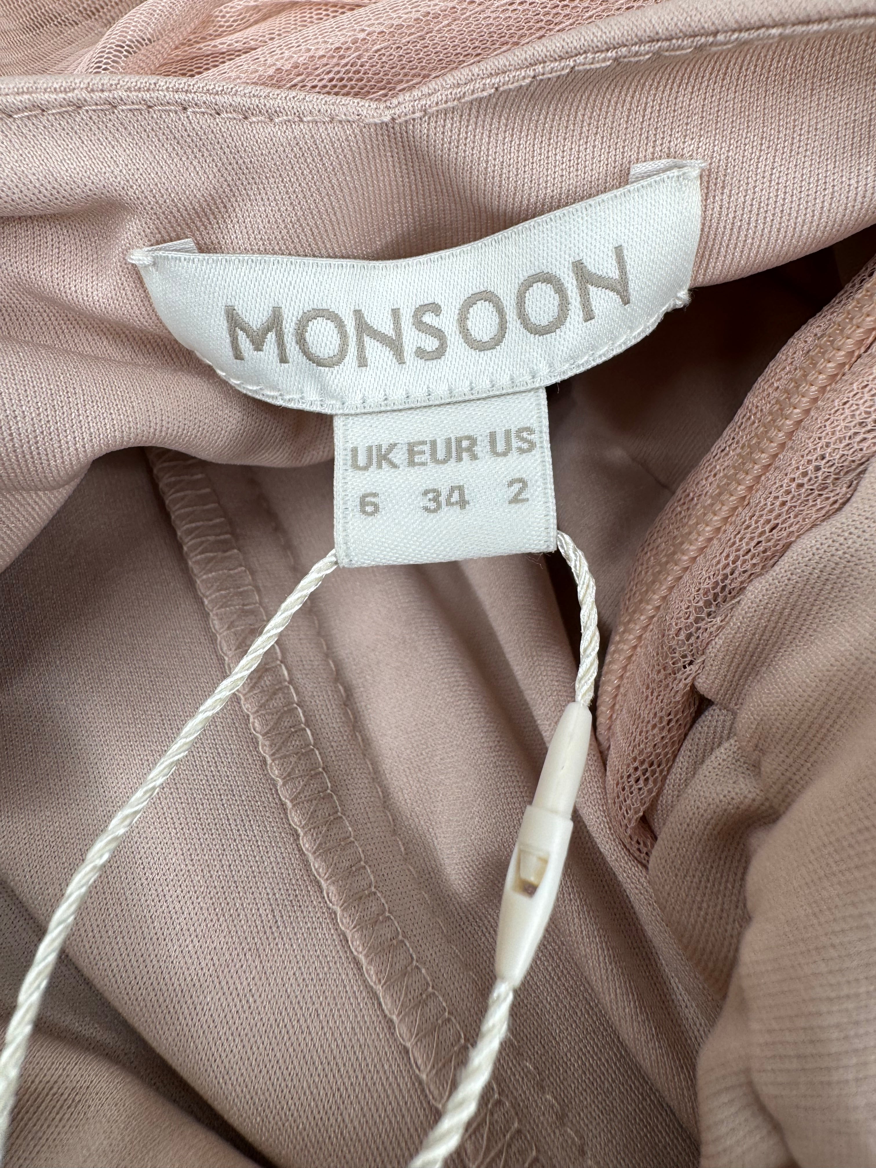 Monsoon Pastel Peach Bejewelled Gown - AU6