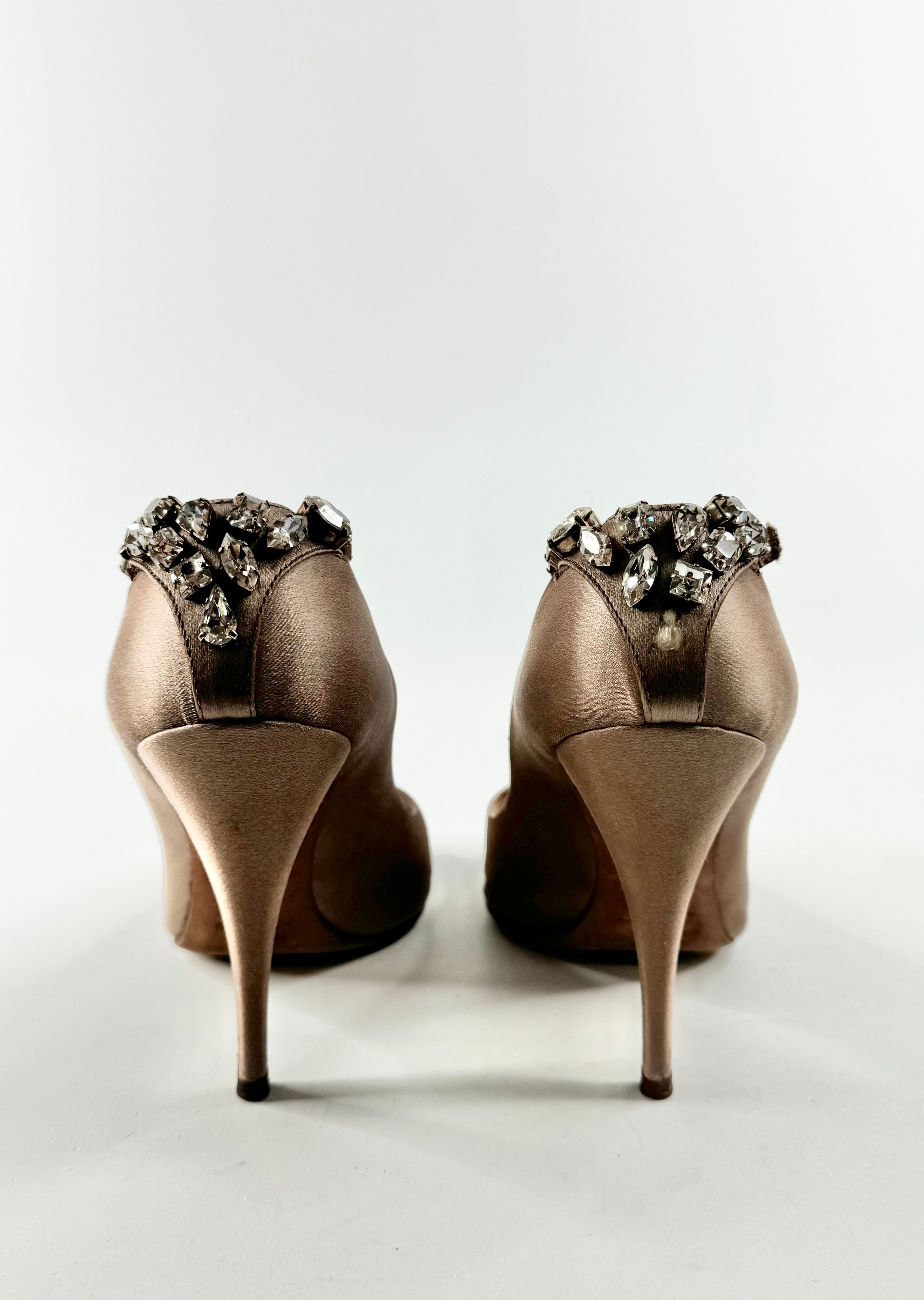 Giuseppe Zanotti Bejewelled Satin Stilettos - EU38