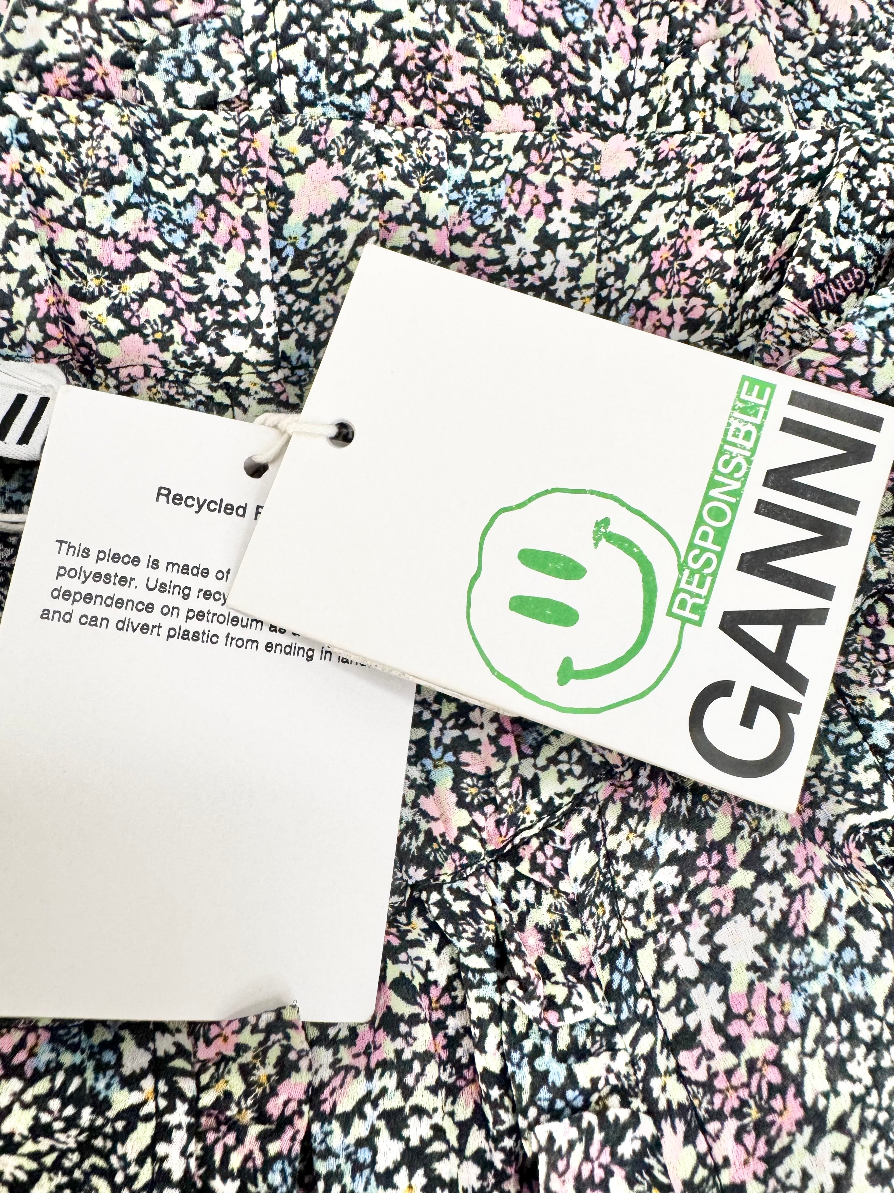 Ganni 'Printed Light Crepe Mini' Microfloral Skirt NWT - AU8