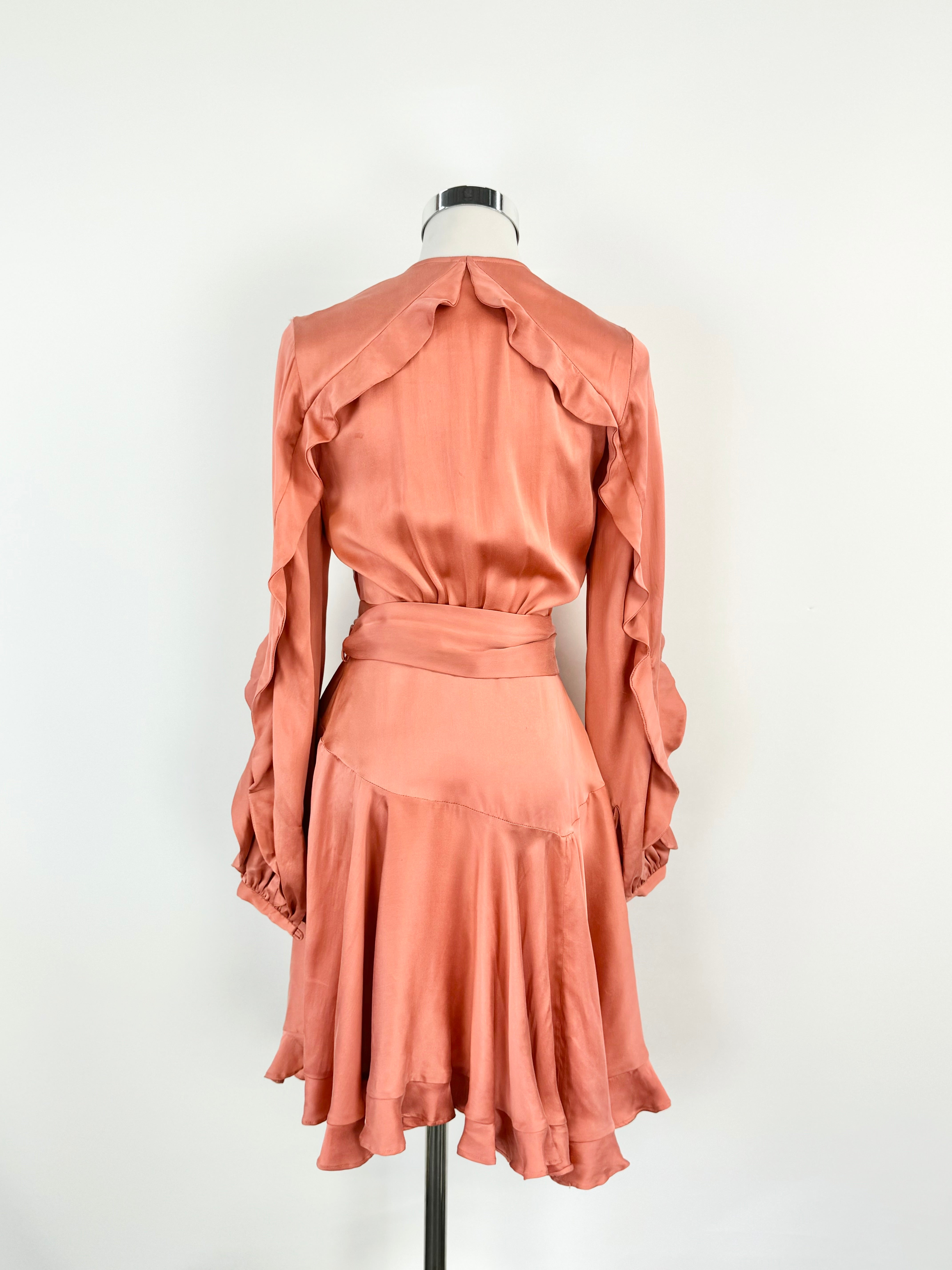 Zimmermann Saffron Silk Wrap Mini Dress - AU10