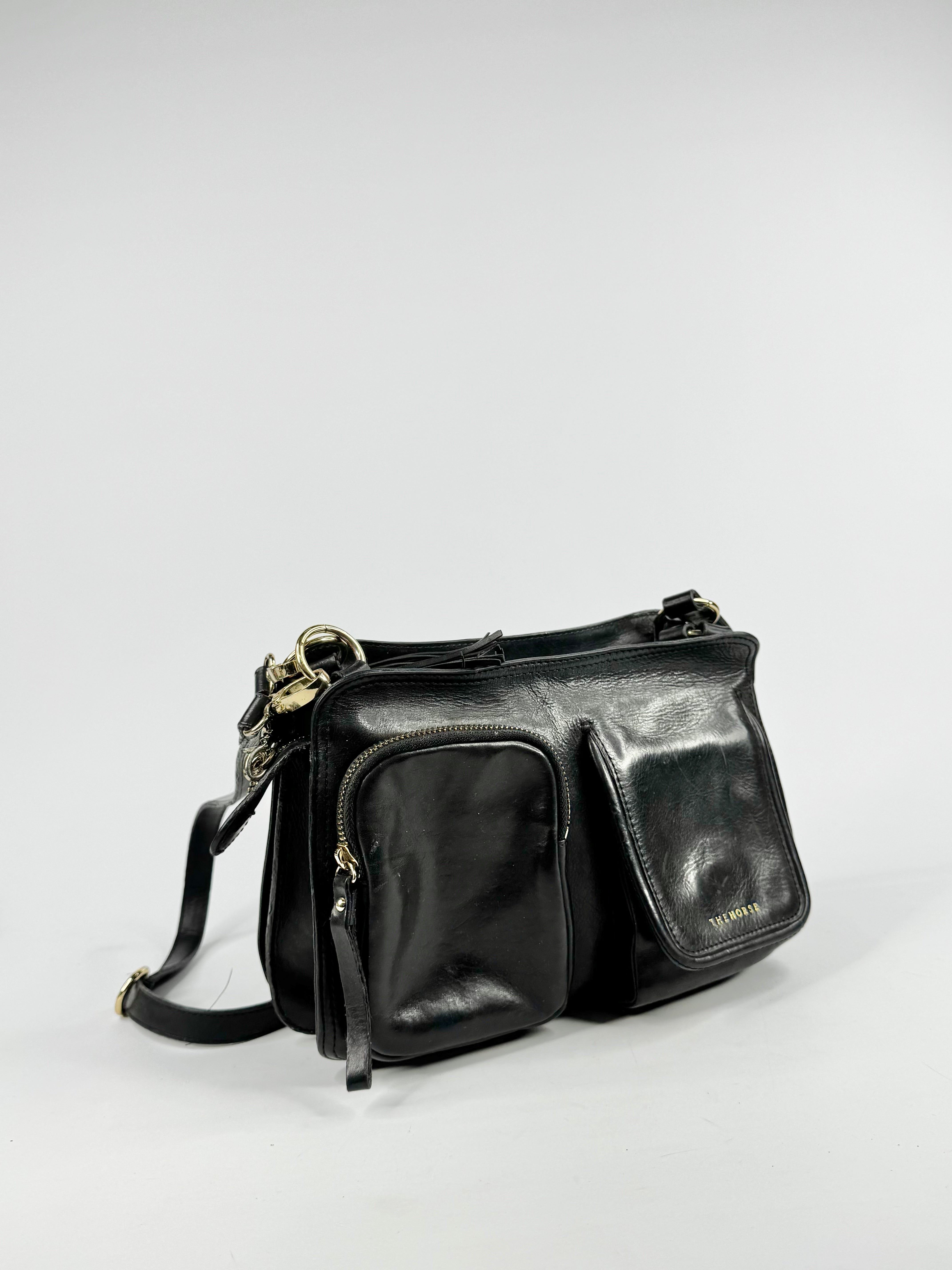 The Horse Black Leather Cross Body Bag