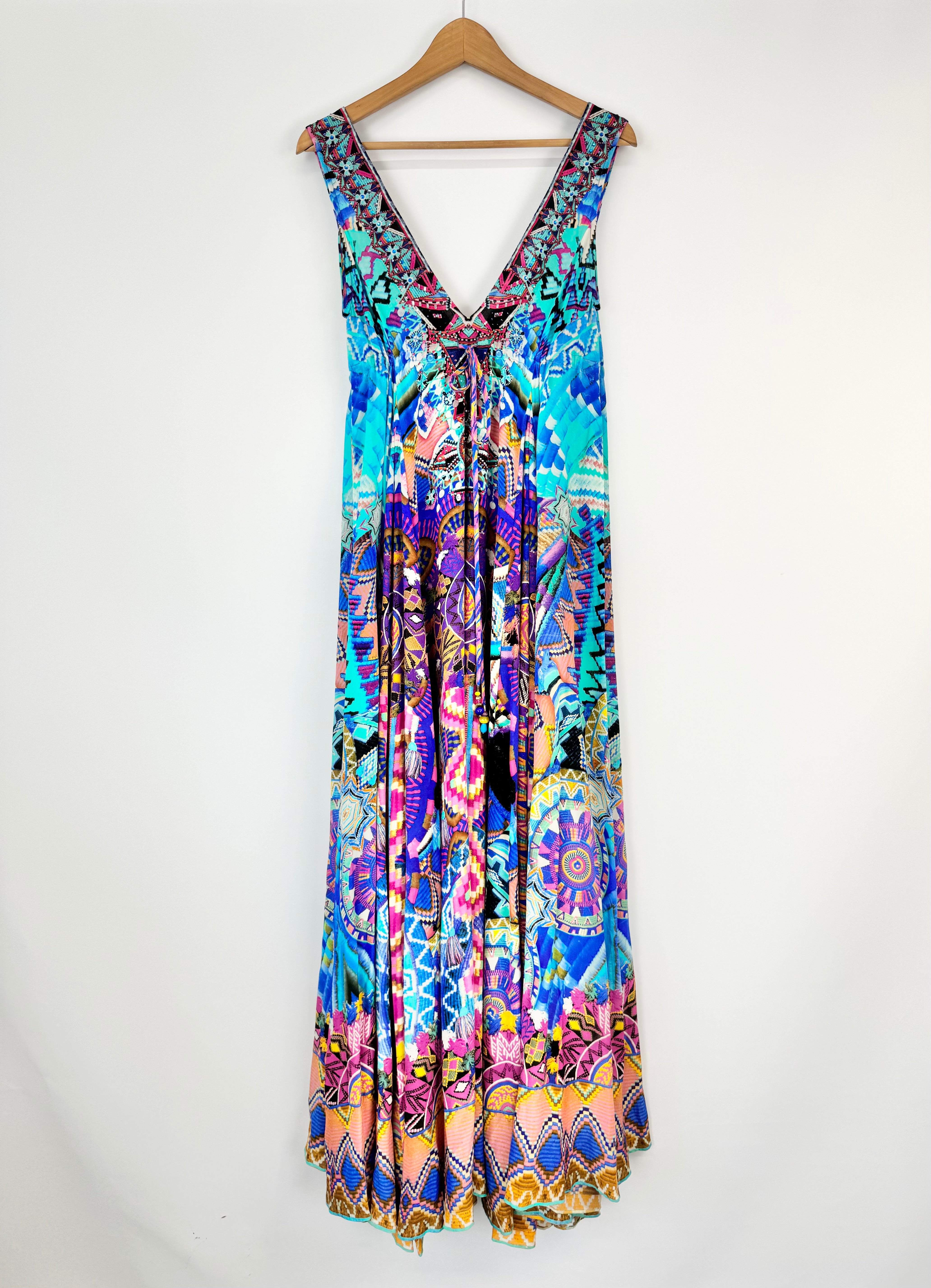 Camilla 'Louwalan Tales' Blue Crystal Studded Maxi Dress NWT - AU8/10