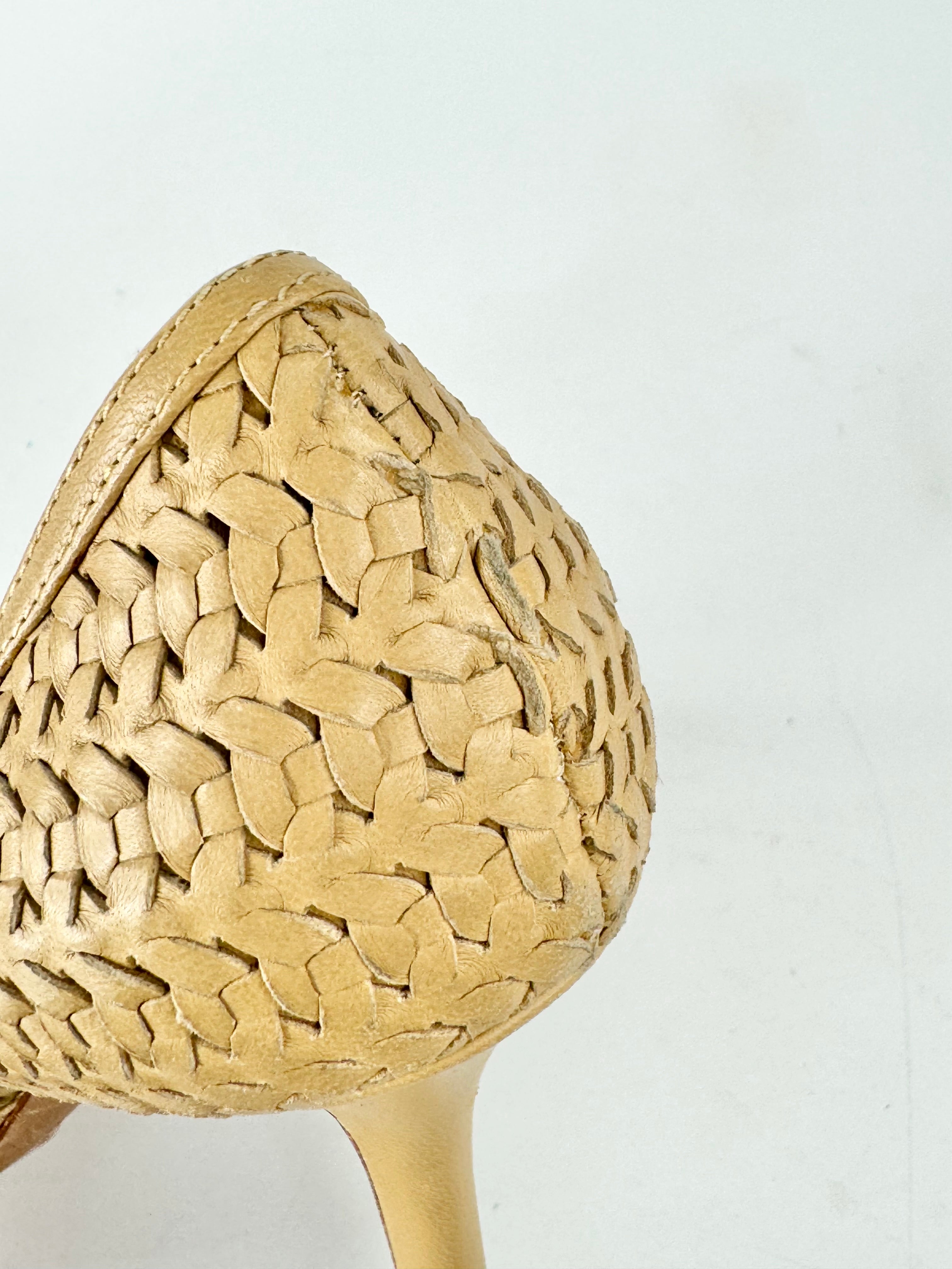 Christian Dior Wheaten Woven Stilettos - EU37.5
