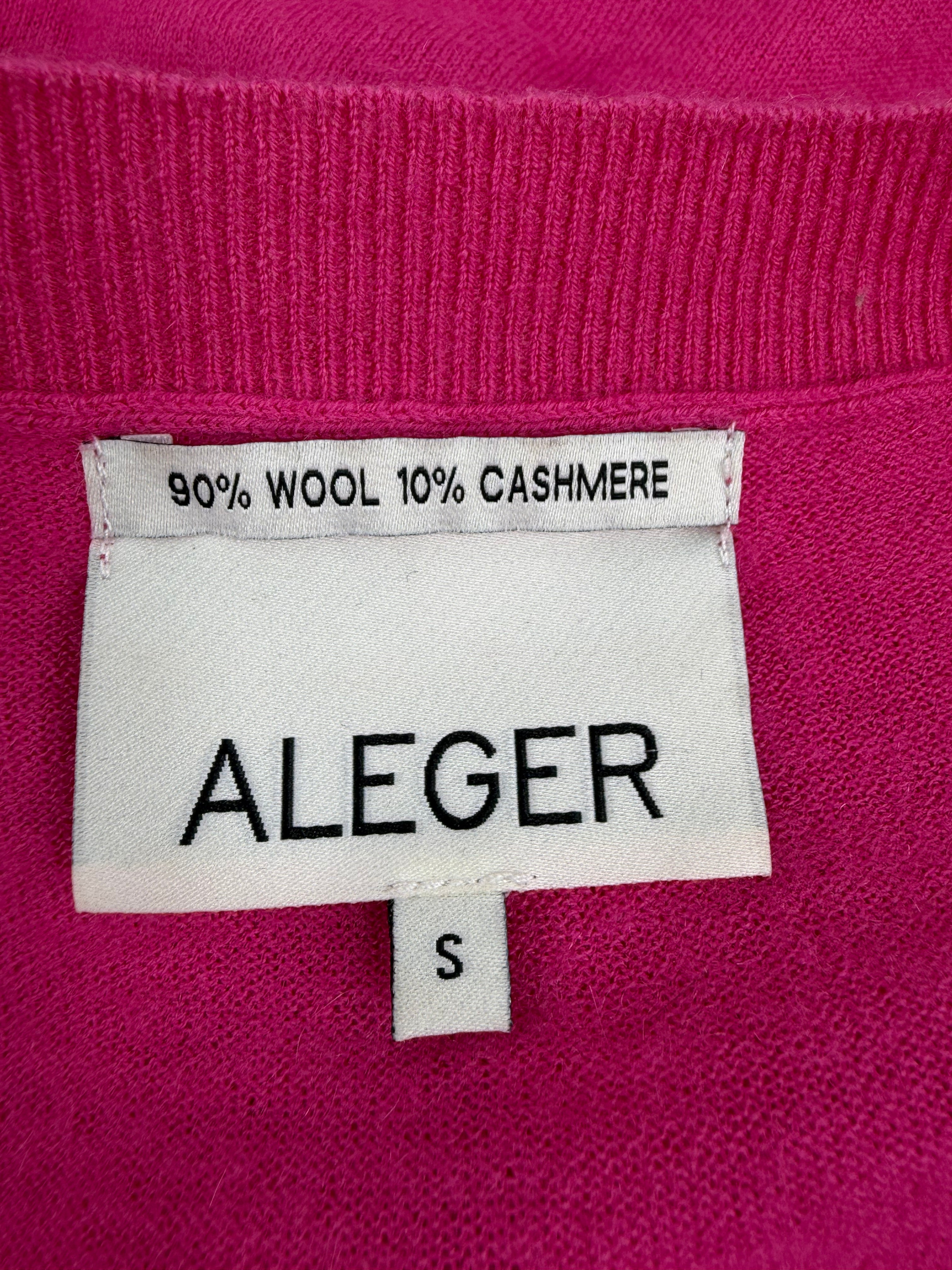 Aleger Hot Pink Wool & Cashmere V-Neck Sweater - AU8/10