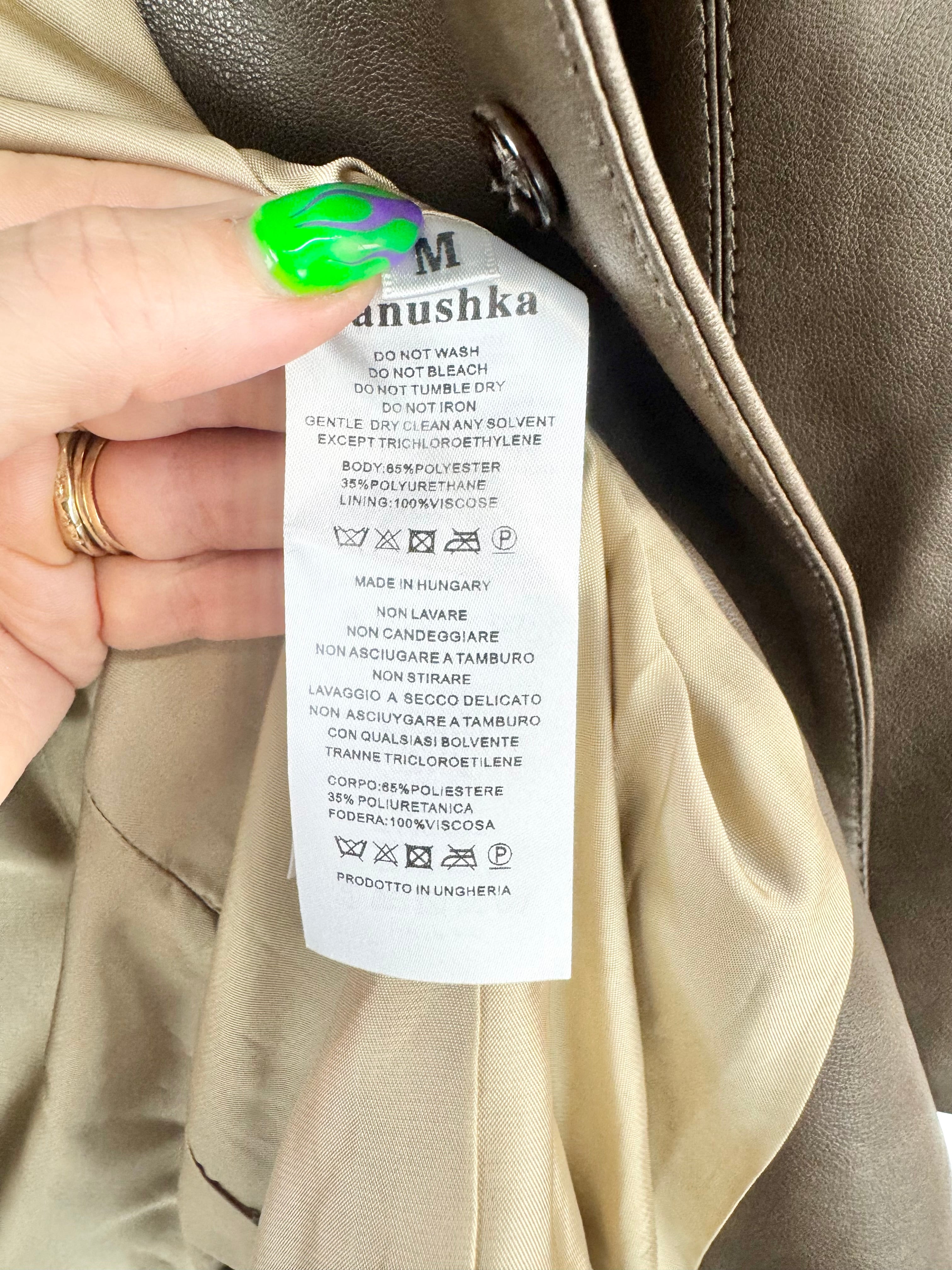 Nanushka Coffee Brown Vegan Leather Jacket - AU10