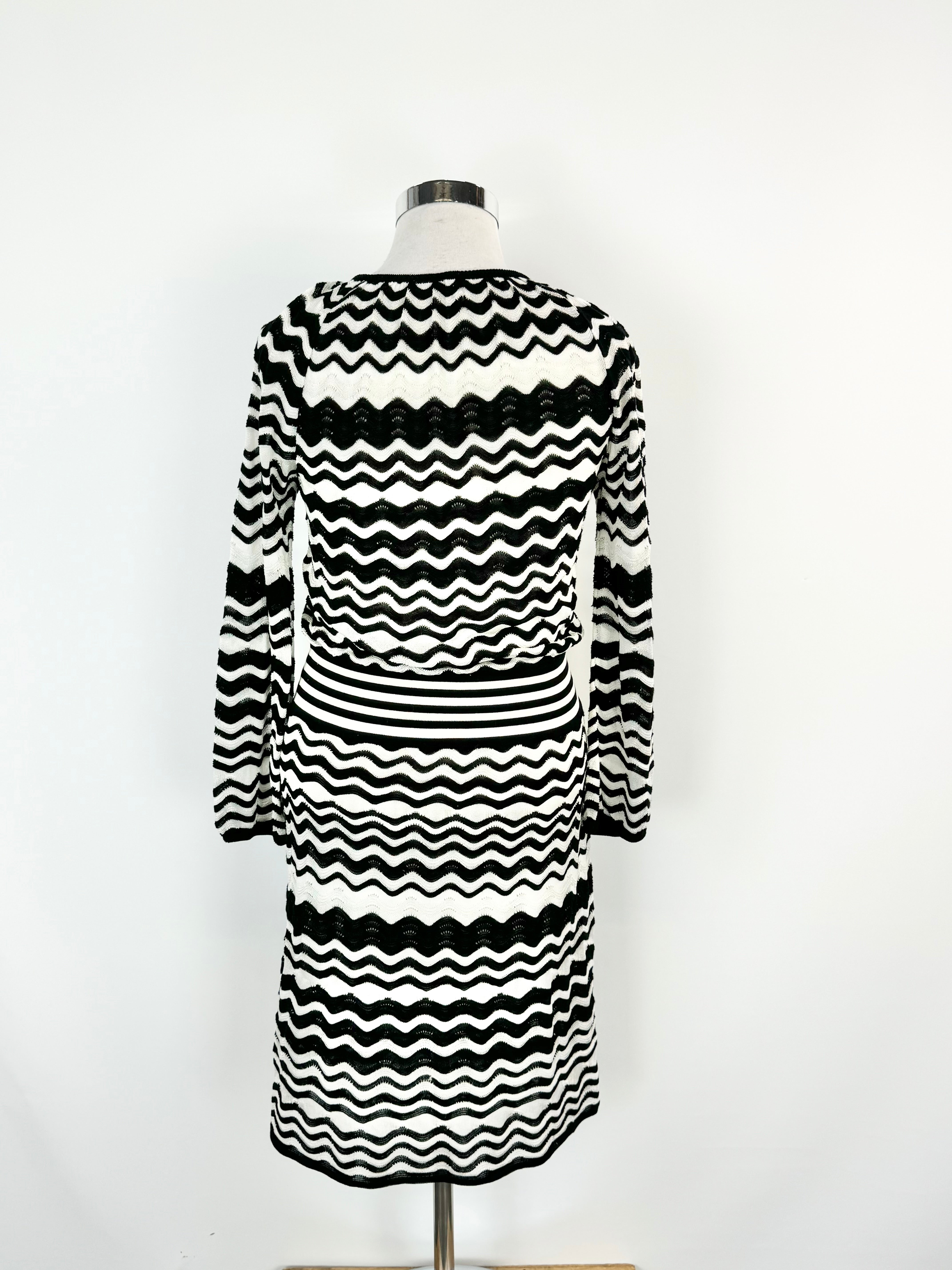 M Missioni Black & White Zig Zag Dress - AU12