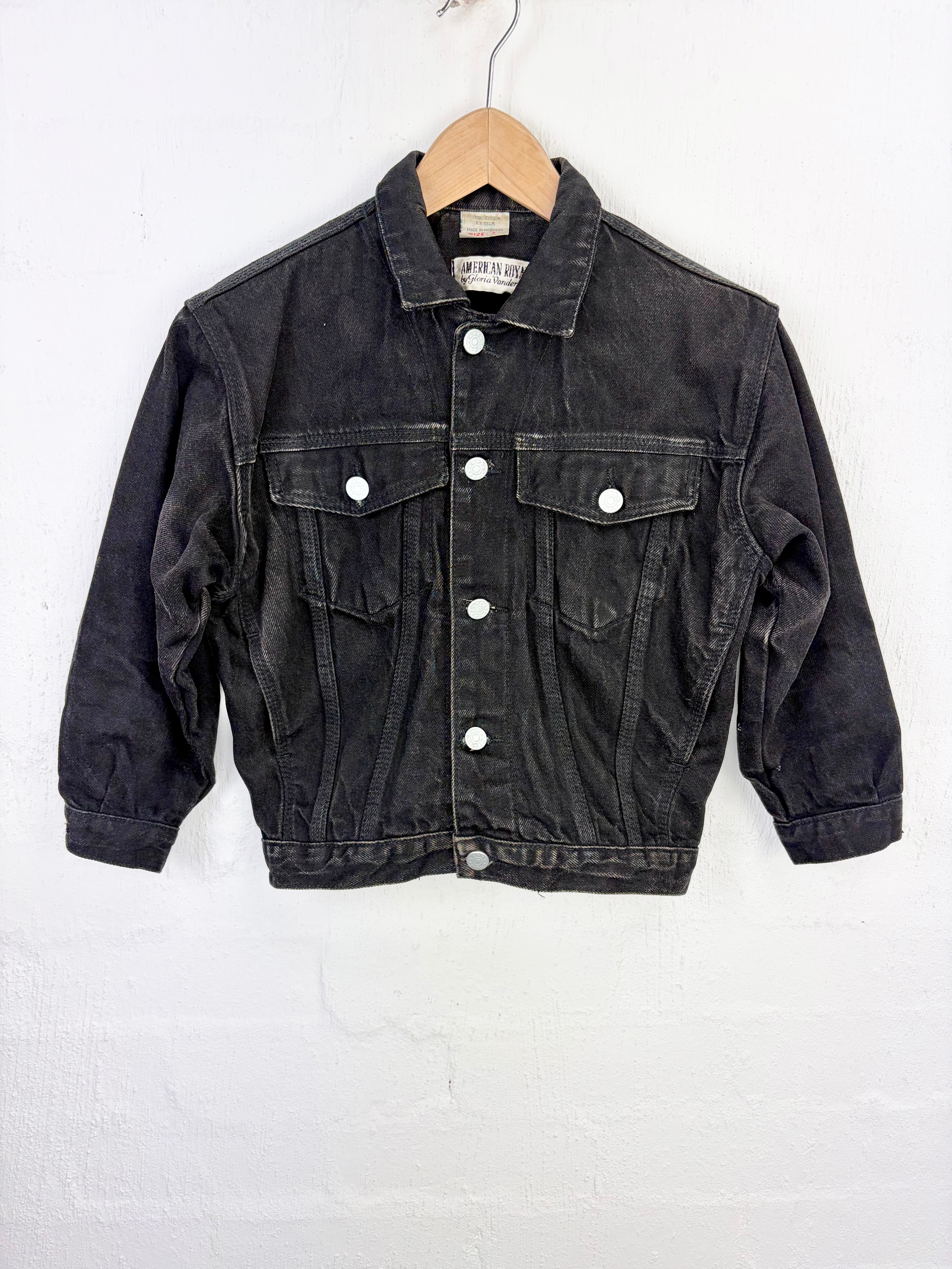 Vintage 80s American Royal by Gloria Vanderbilt Black Cropped Denim Jacket - AU8/10