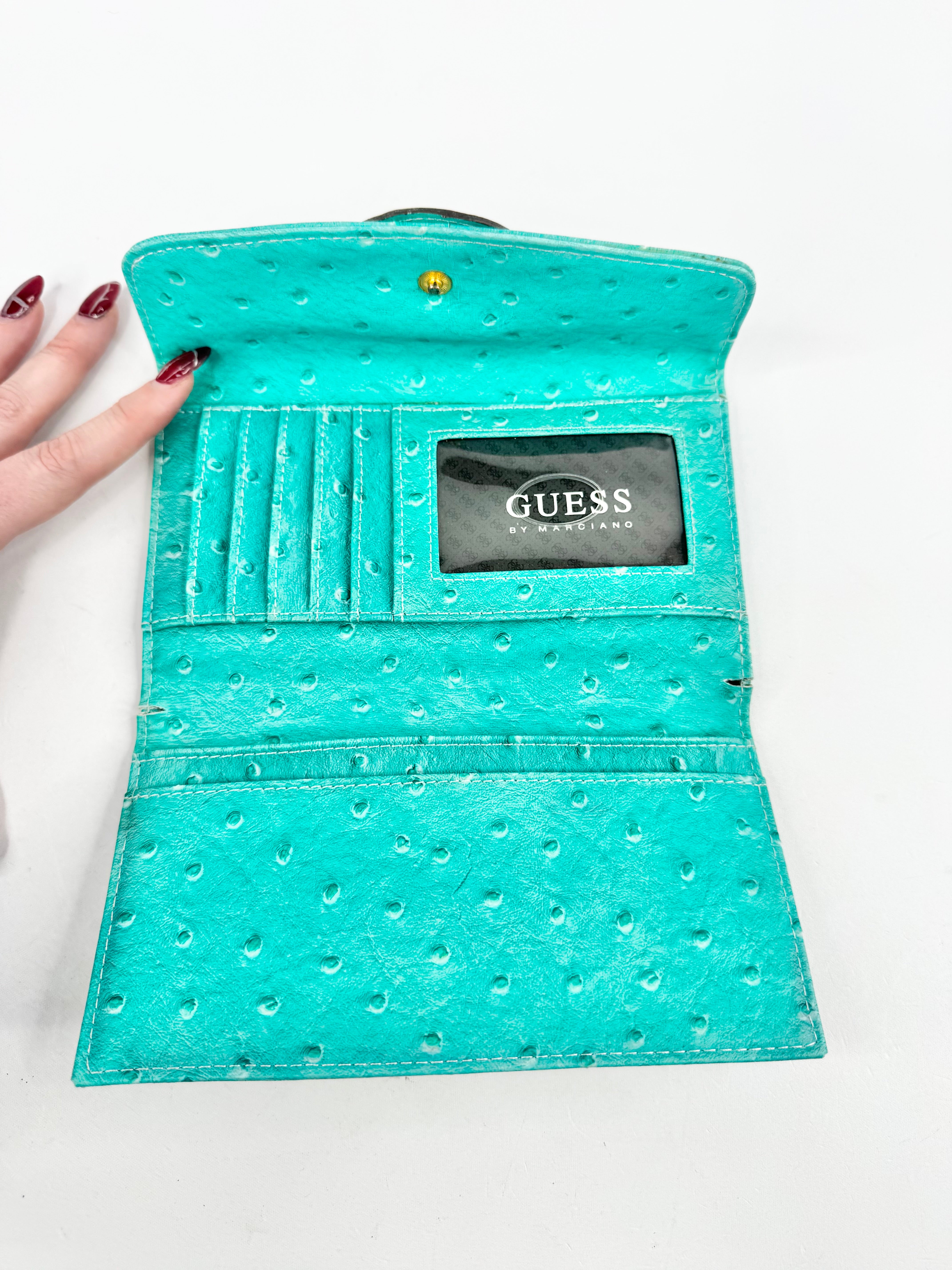 Guess Aqua & Gold Woven Wallet