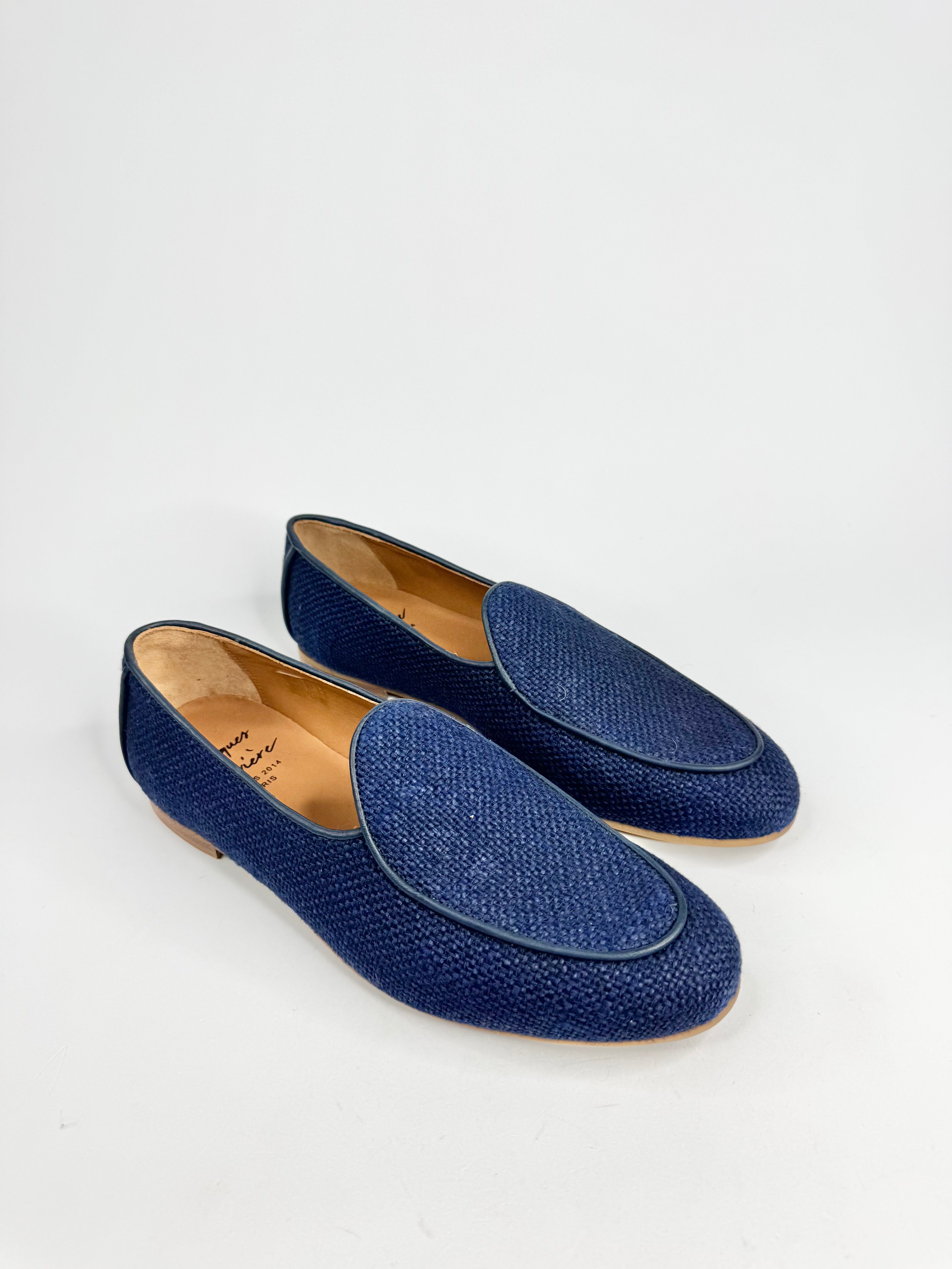 Jacques Soloviere Linen Navy Woven Loafers - EU43
