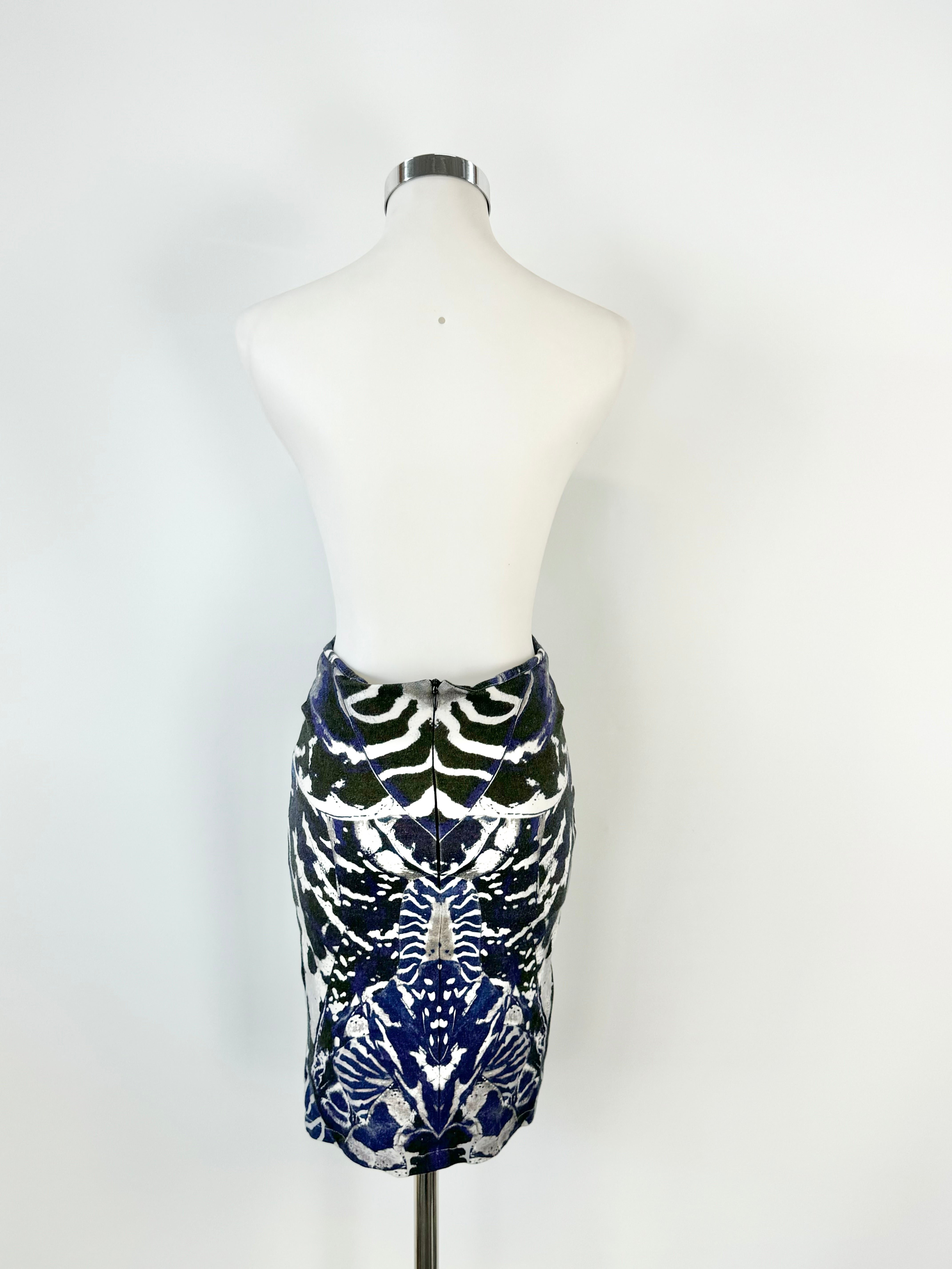 McQ by Alexander McQueen Blue Beetle Print Pencil Skirt - AU8