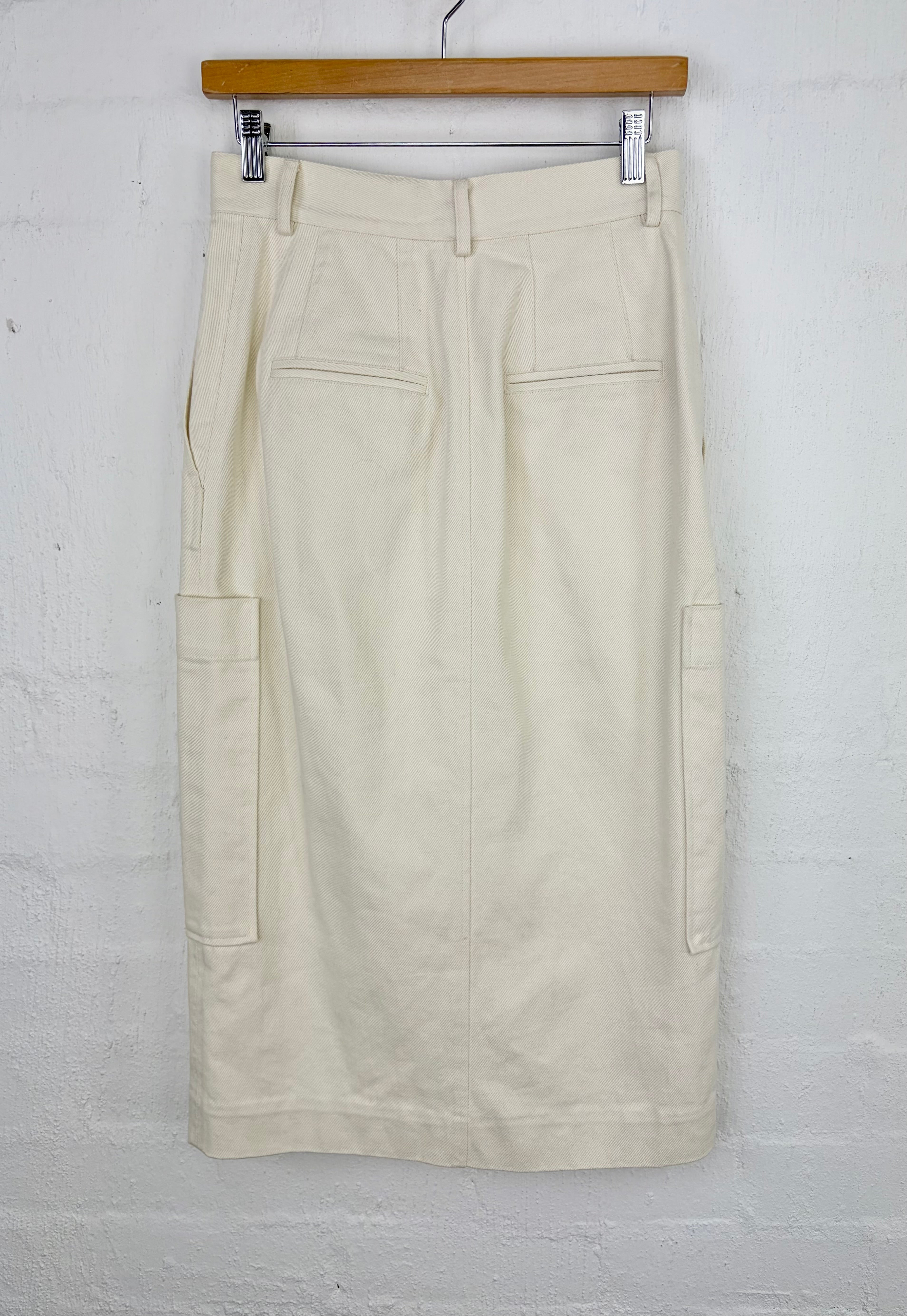 Oroton Vanilla Cotton Twill Cargo Skirt - AU6