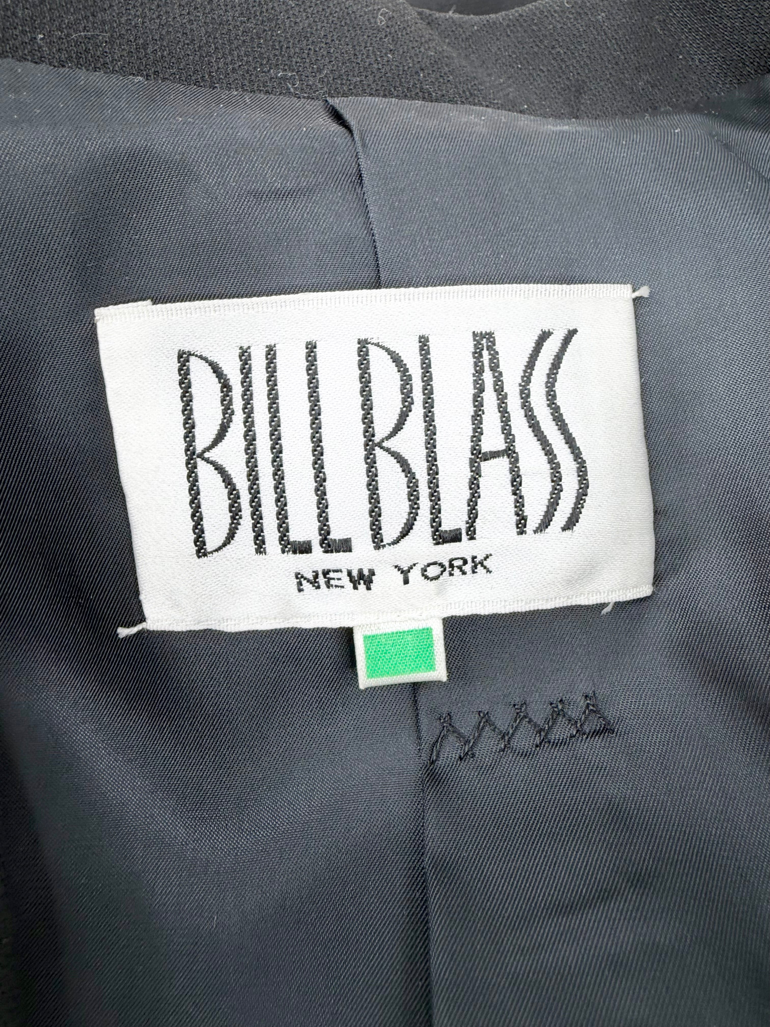 Vintage 80s Bill Blass Black Applique Shoulder Cropped Jacket - AU10