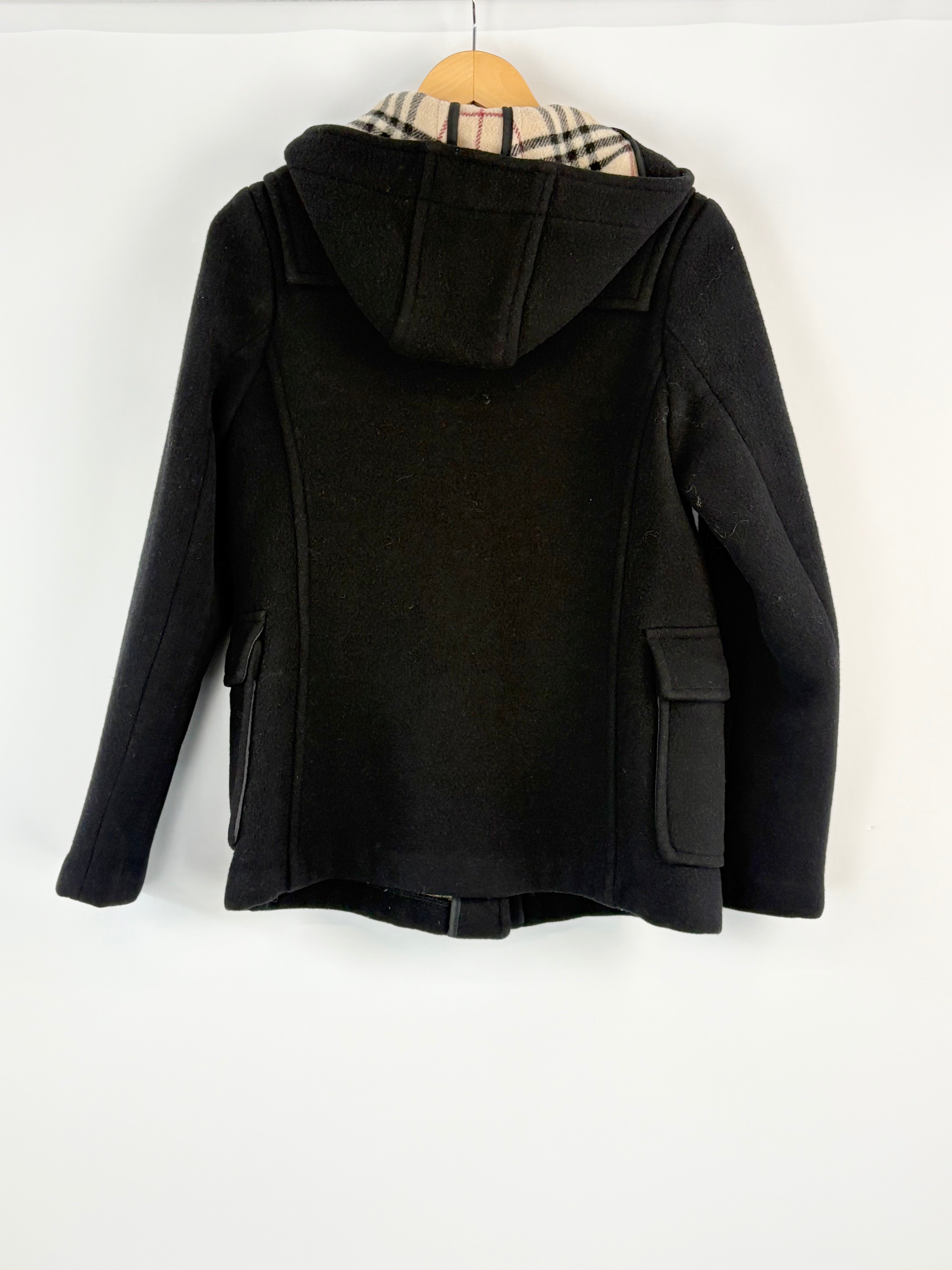 Burberry Black Wool Nova-Check Lined Duffle Coat - S