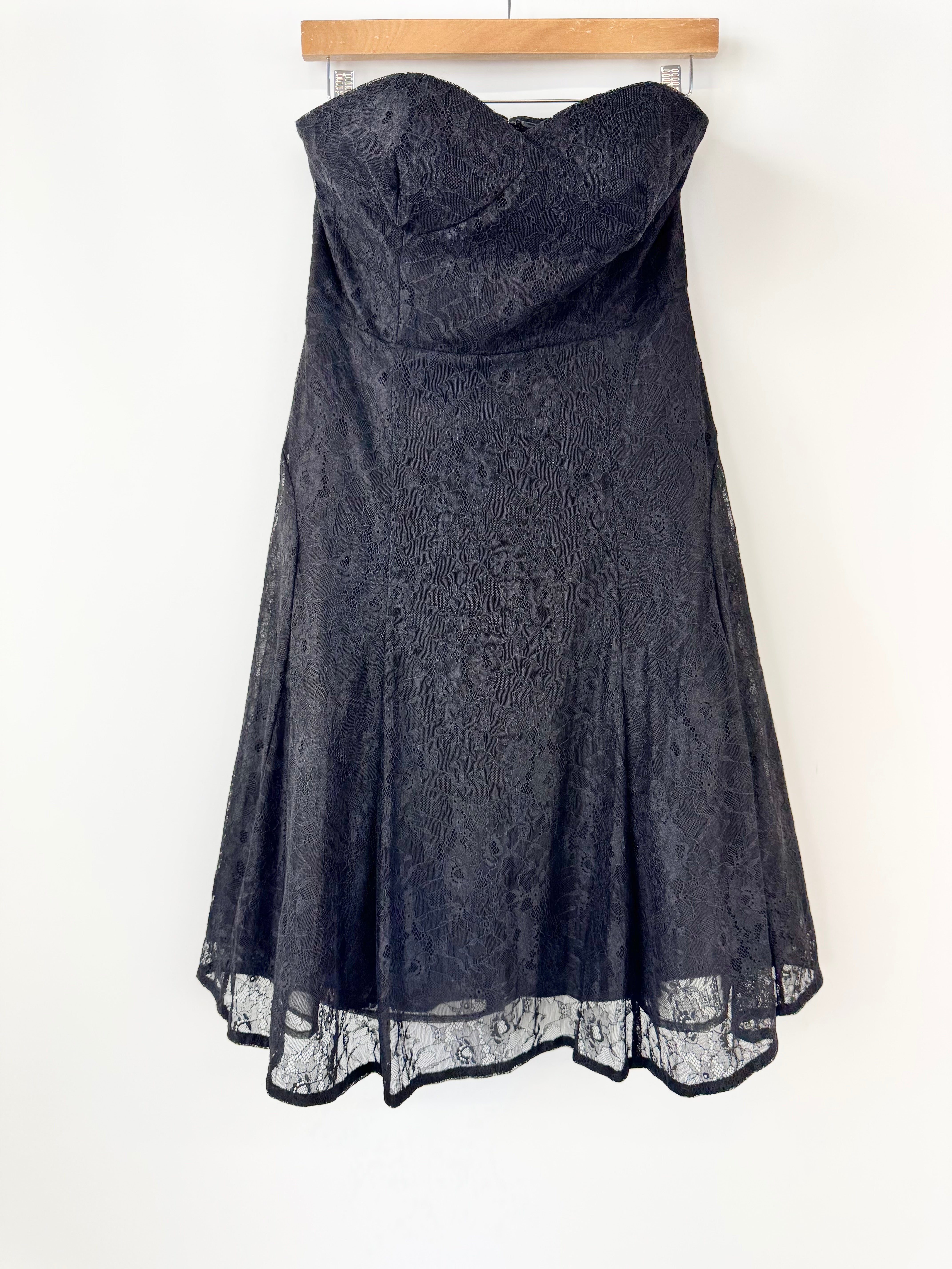 Alannah Hill Black Lace Strapless Dress - AU10