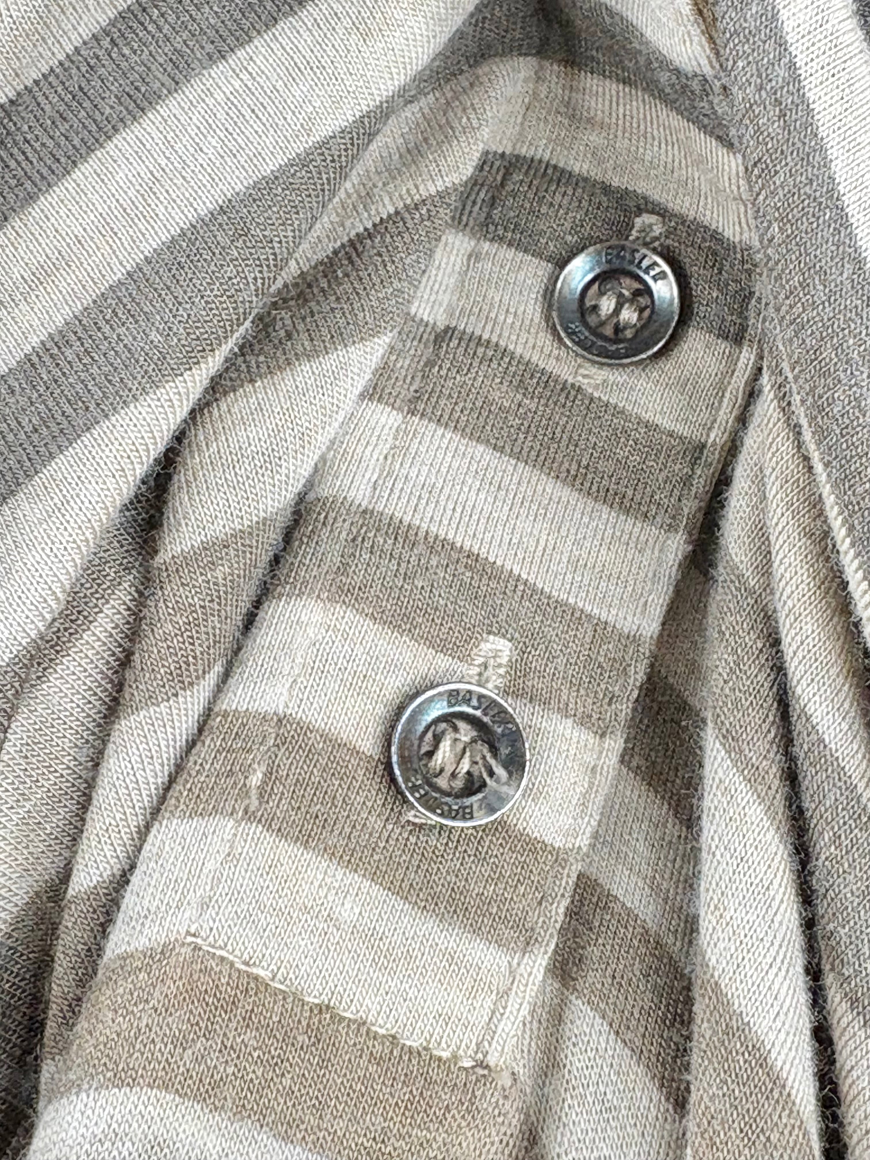 Basler Beige Striped & Animal-Print Long Sleeve Polo - AU14