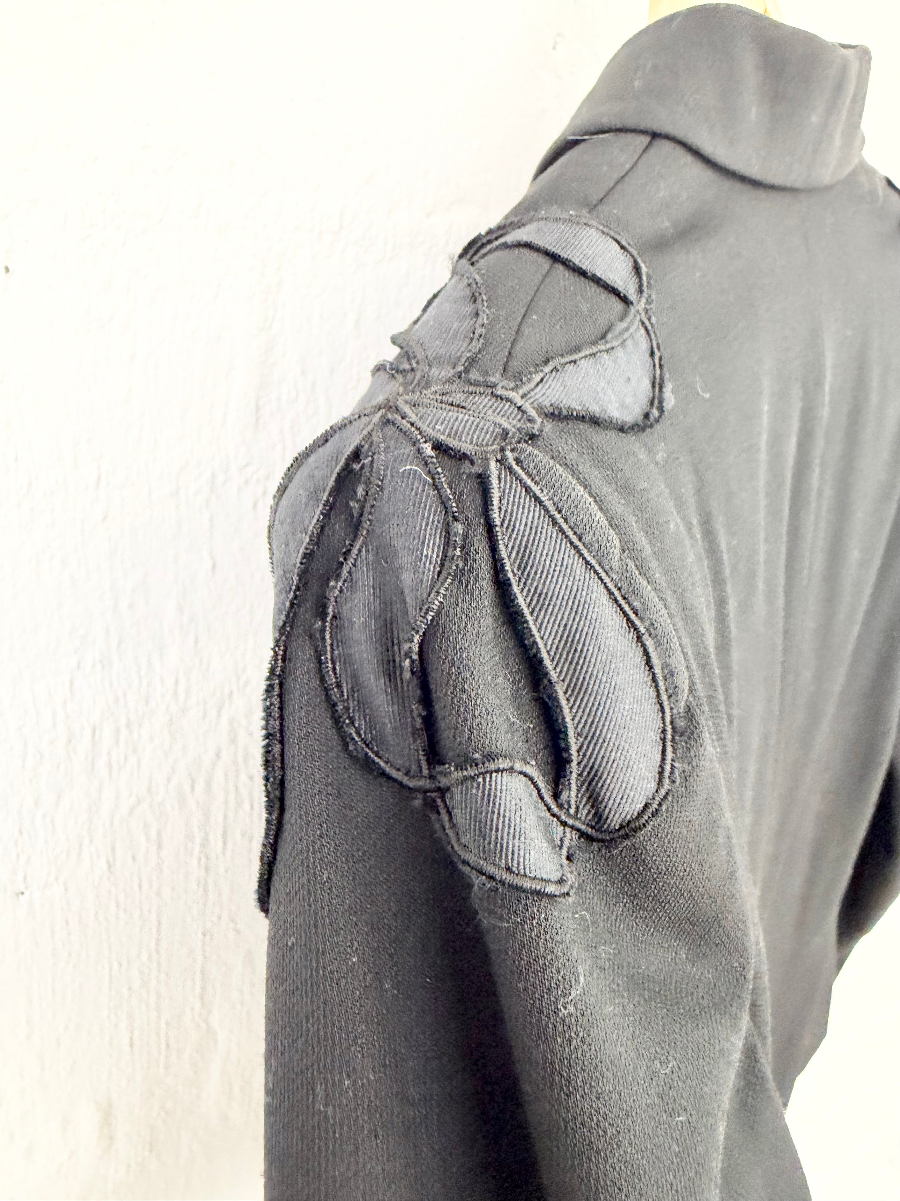 Vintage 80s Bill Blass Black Applique Shoulder Cropped Jacket - AU10