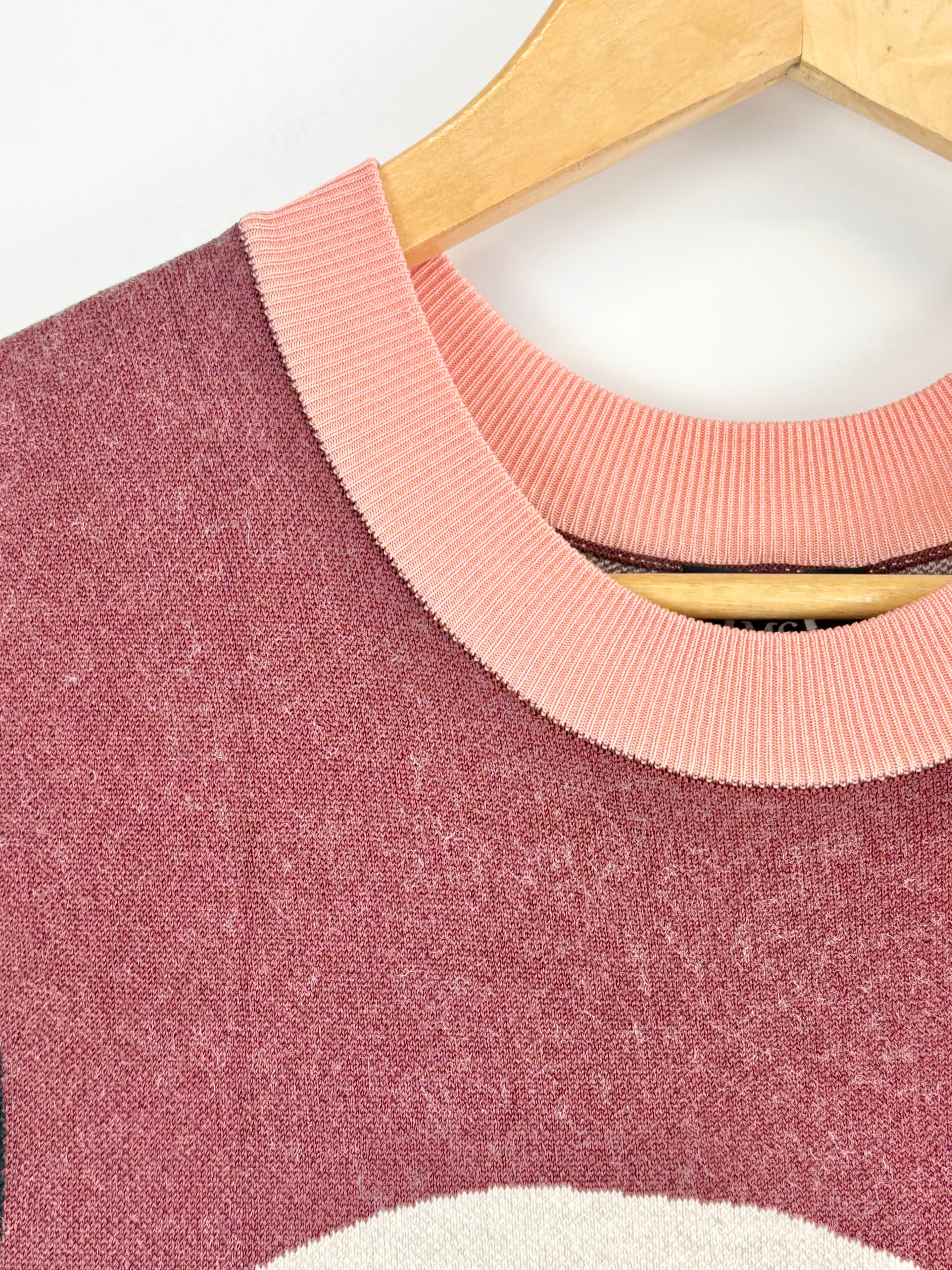 McQ Alexander McQueen Maroon, Black & Beige Knit Midi Dress - XL