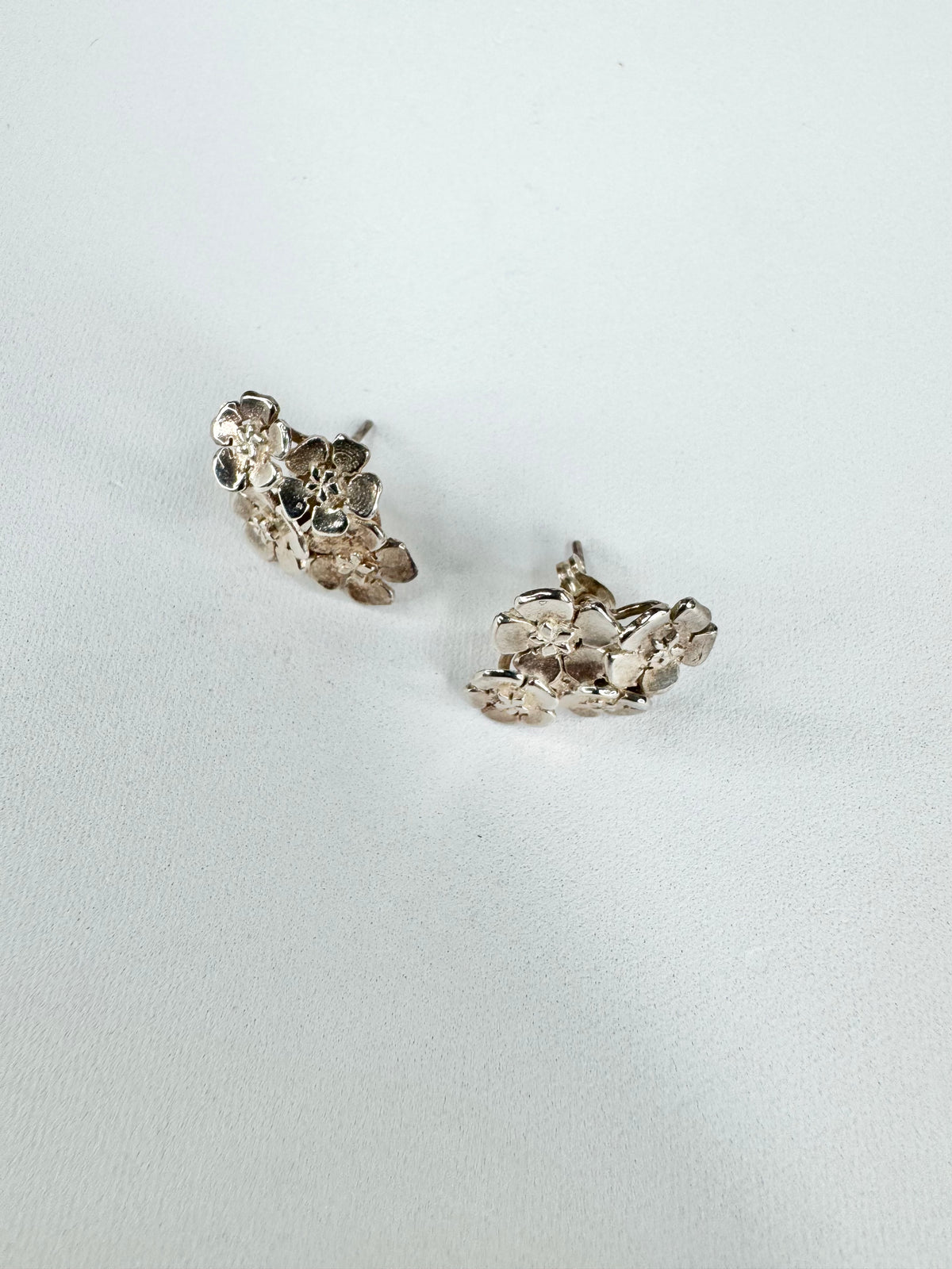 Silver Floral Bouquet Stud Earrings