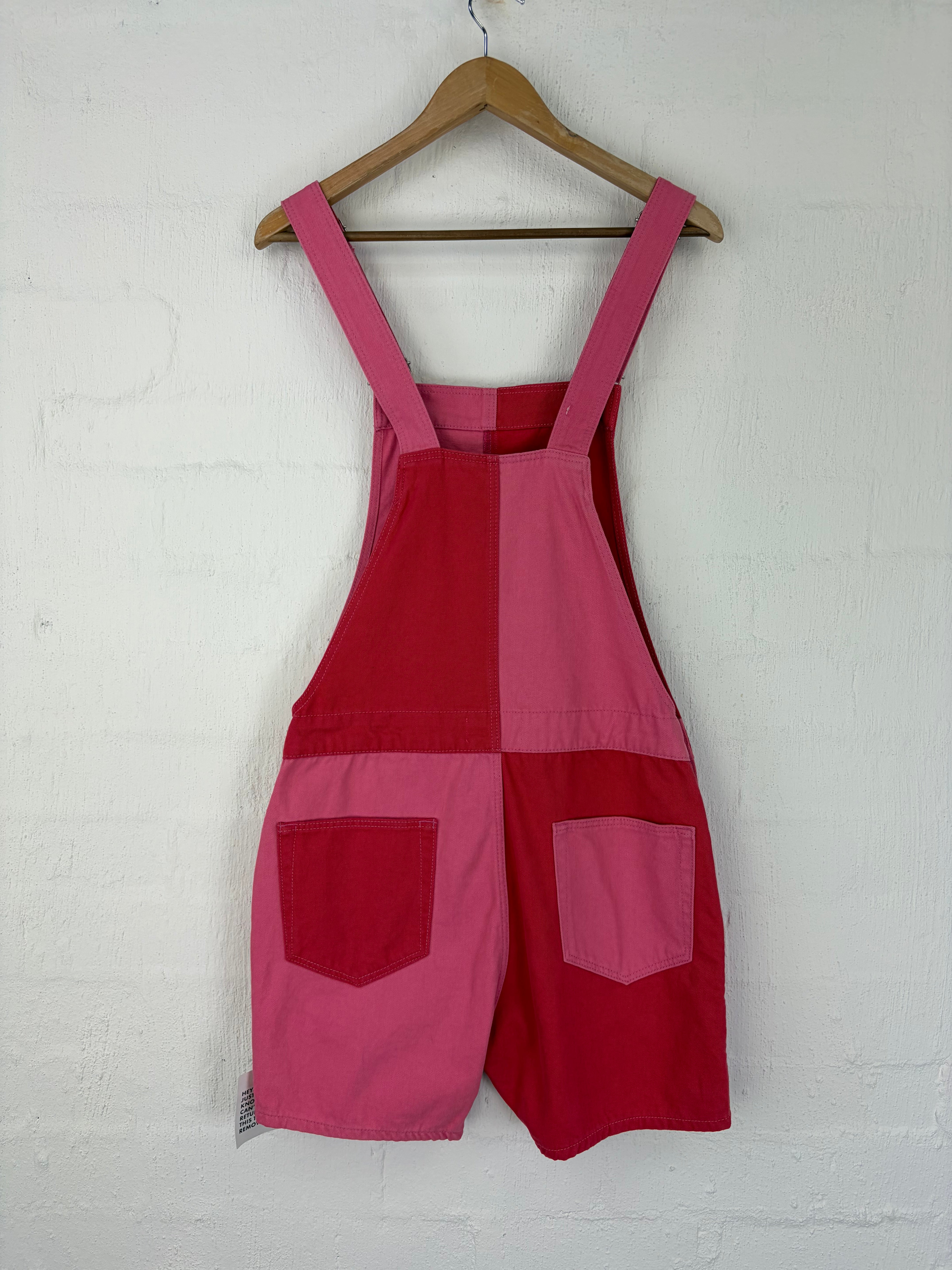 ASOS Denim Pink & Red Short Denim Overalls - AU6