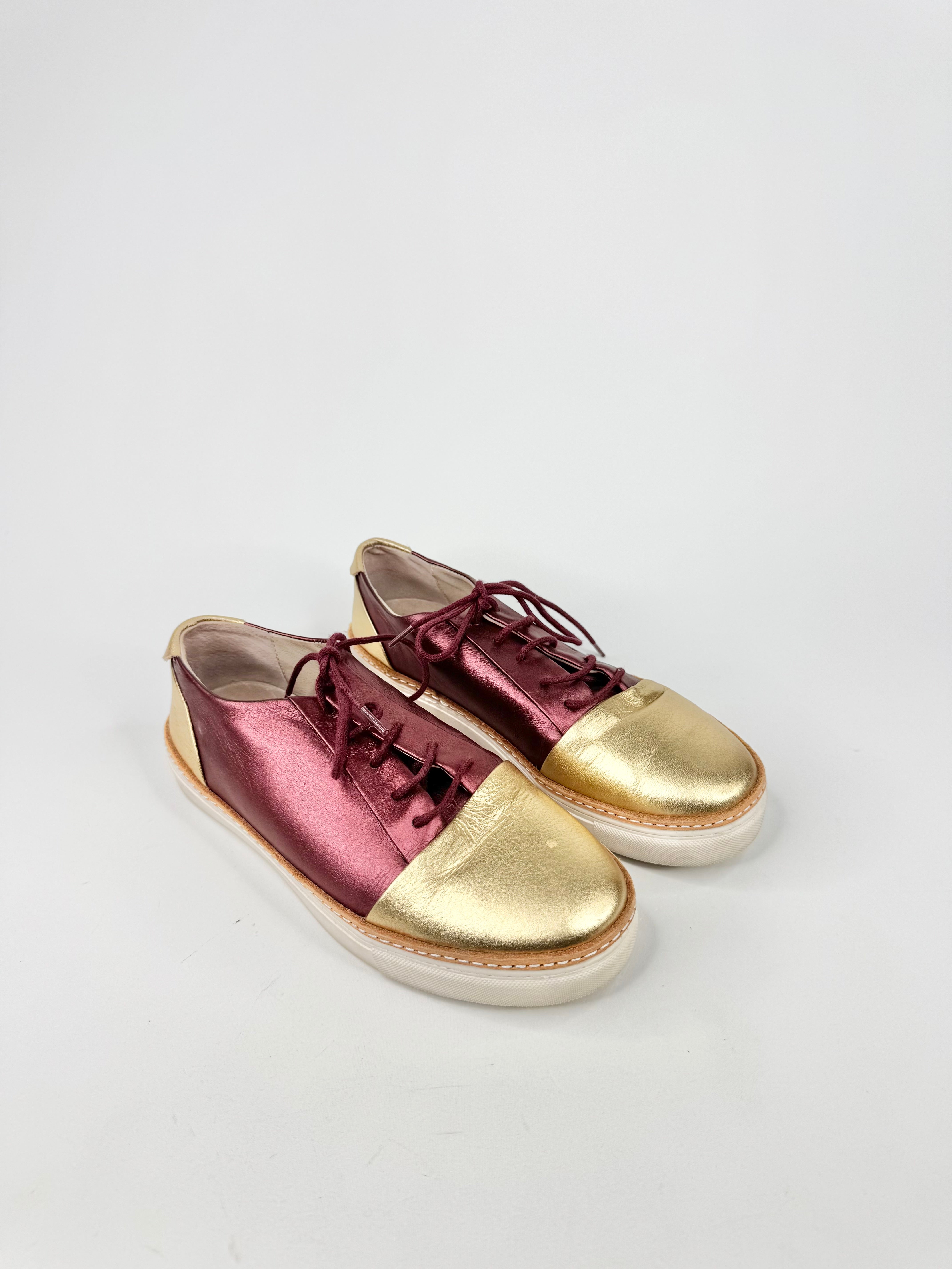 Gorman Metallic Red & Gold Lace Ups - EU36