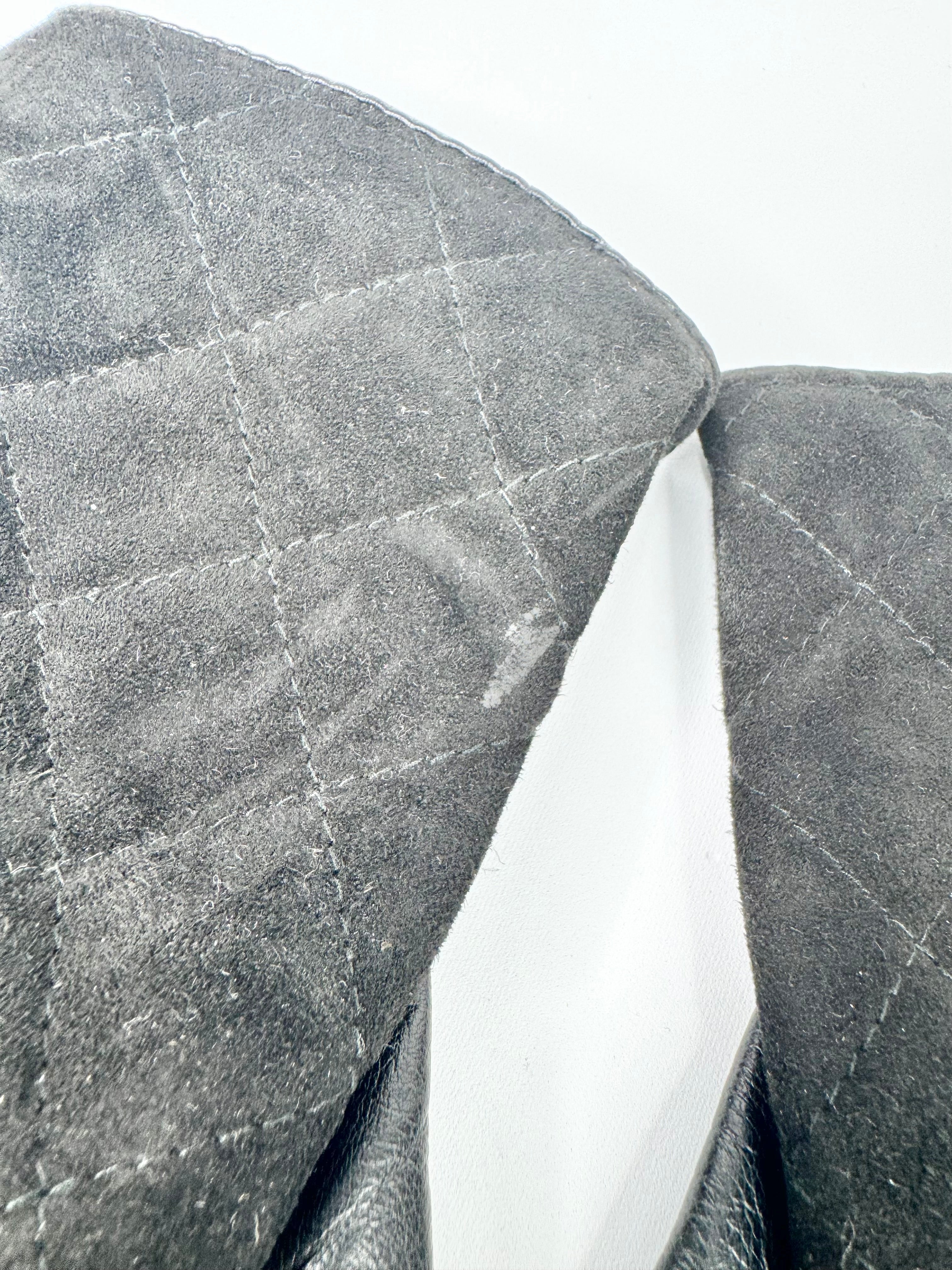 Ralph Lauren Black Quilted Suede & Leather Gloves - L