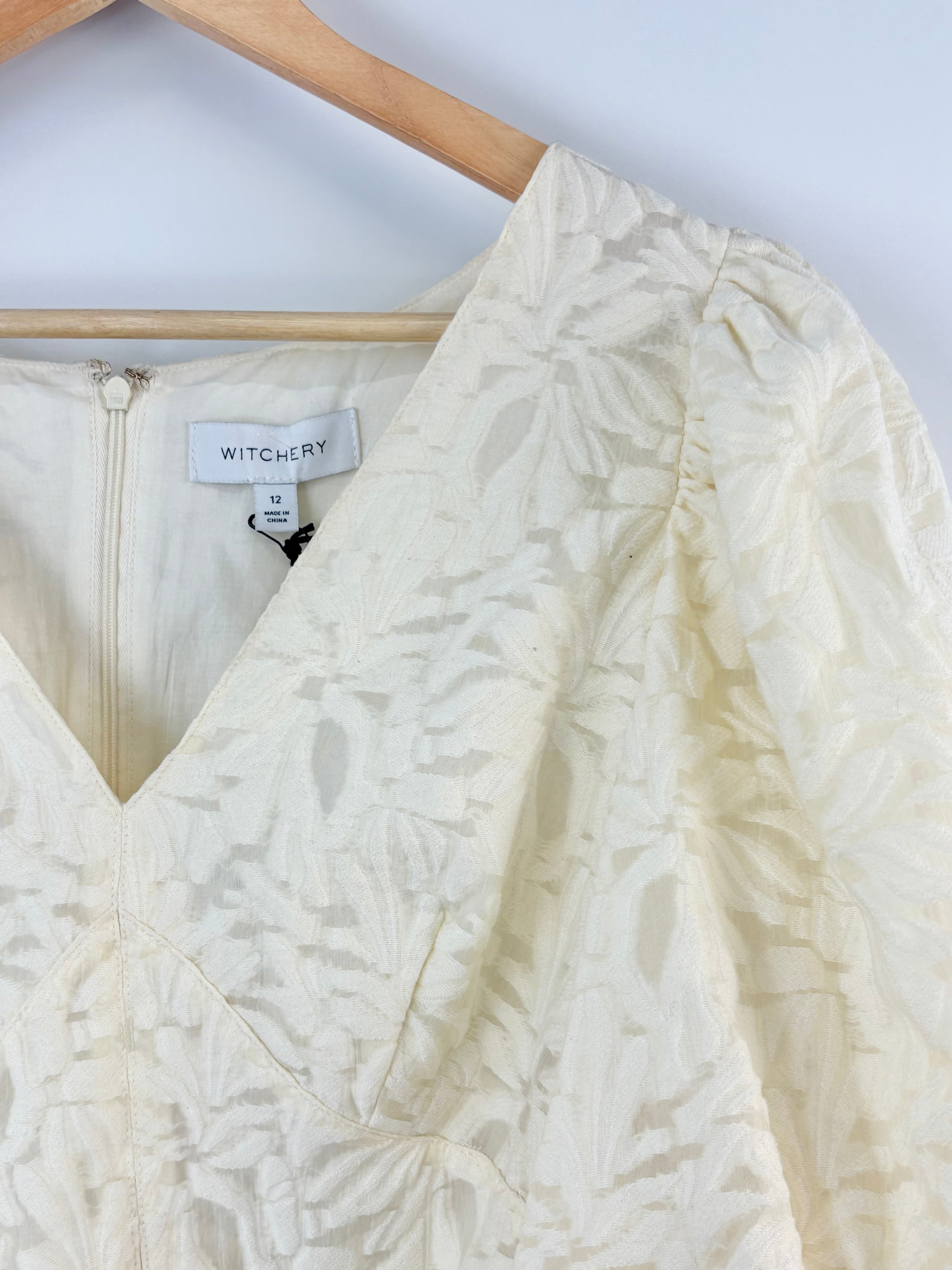 Witchery Vanilla 'Matlisse' Puff-Sleeve Blouse - AU12