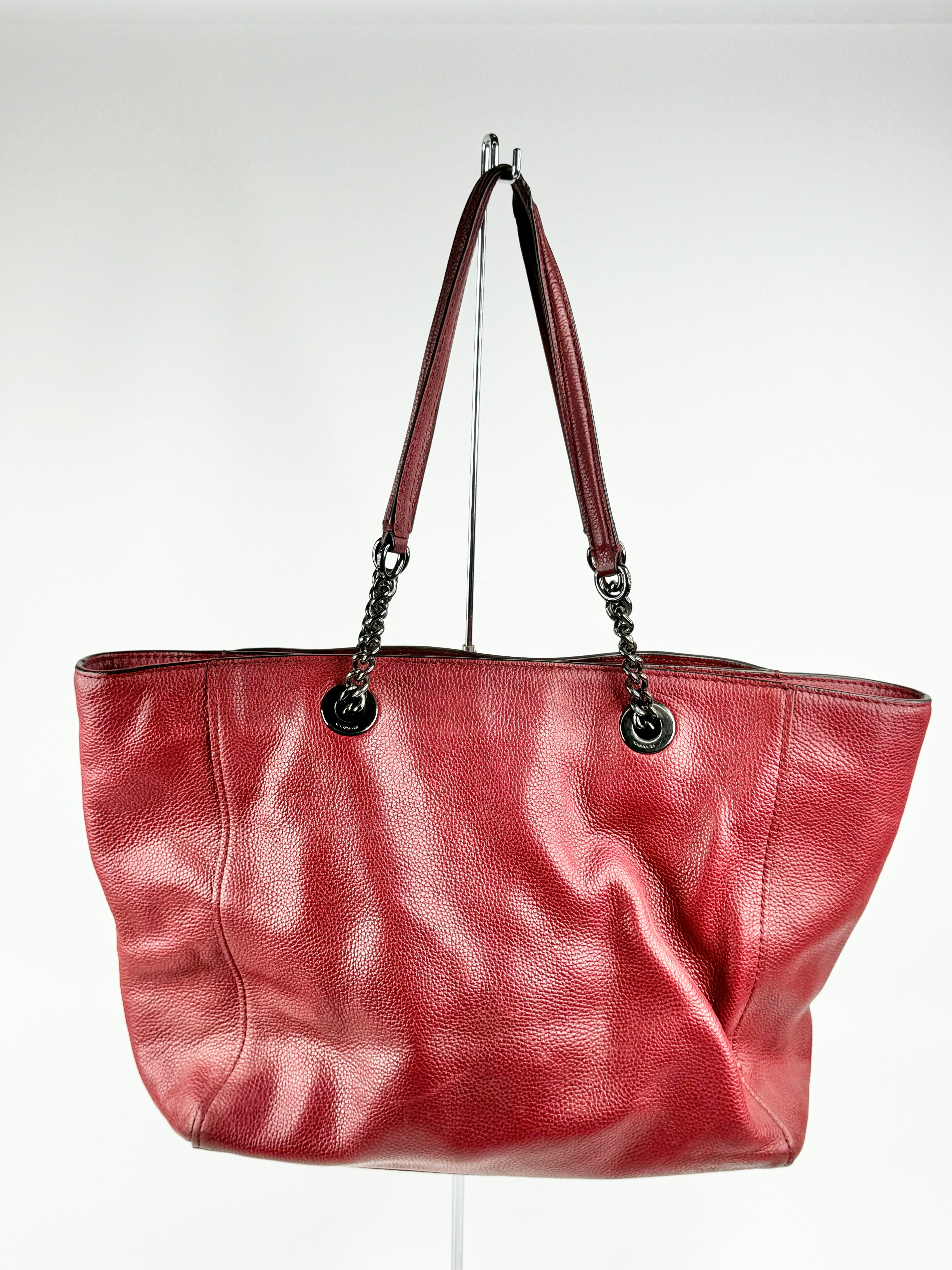 Coach Oxblood Grained Leather Tote