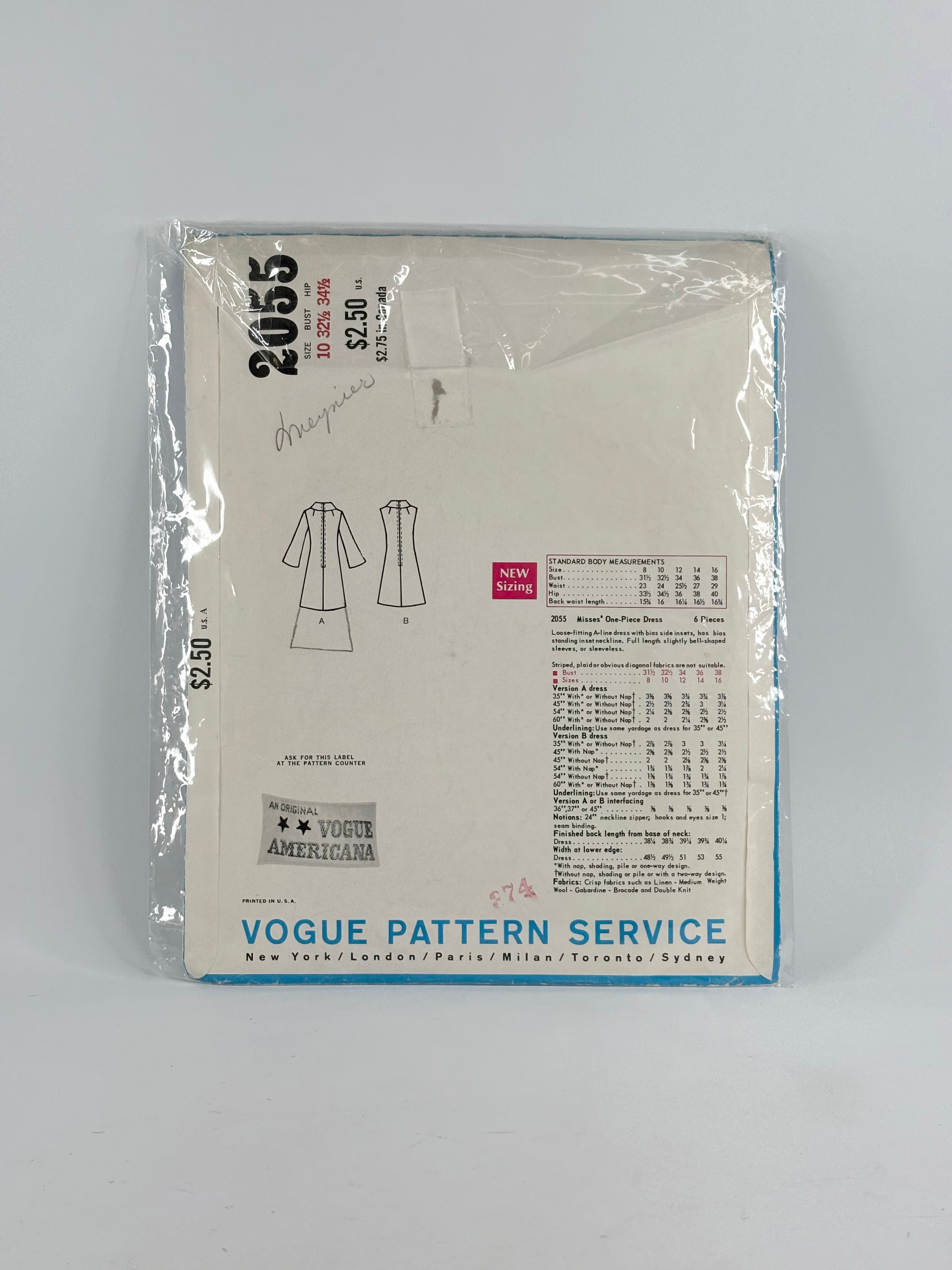 Vogue Americana Bill Blass Dress: No. 2055 - Size 10