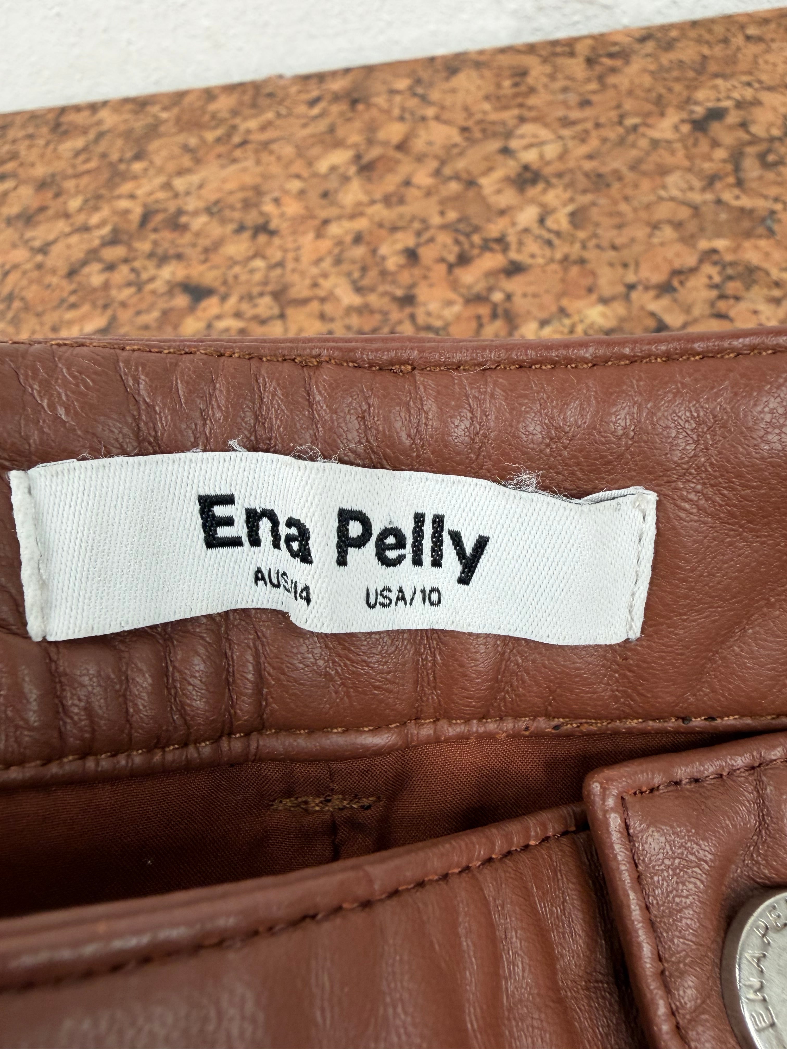 Ena Pelly Brown Leather Pants - AU14