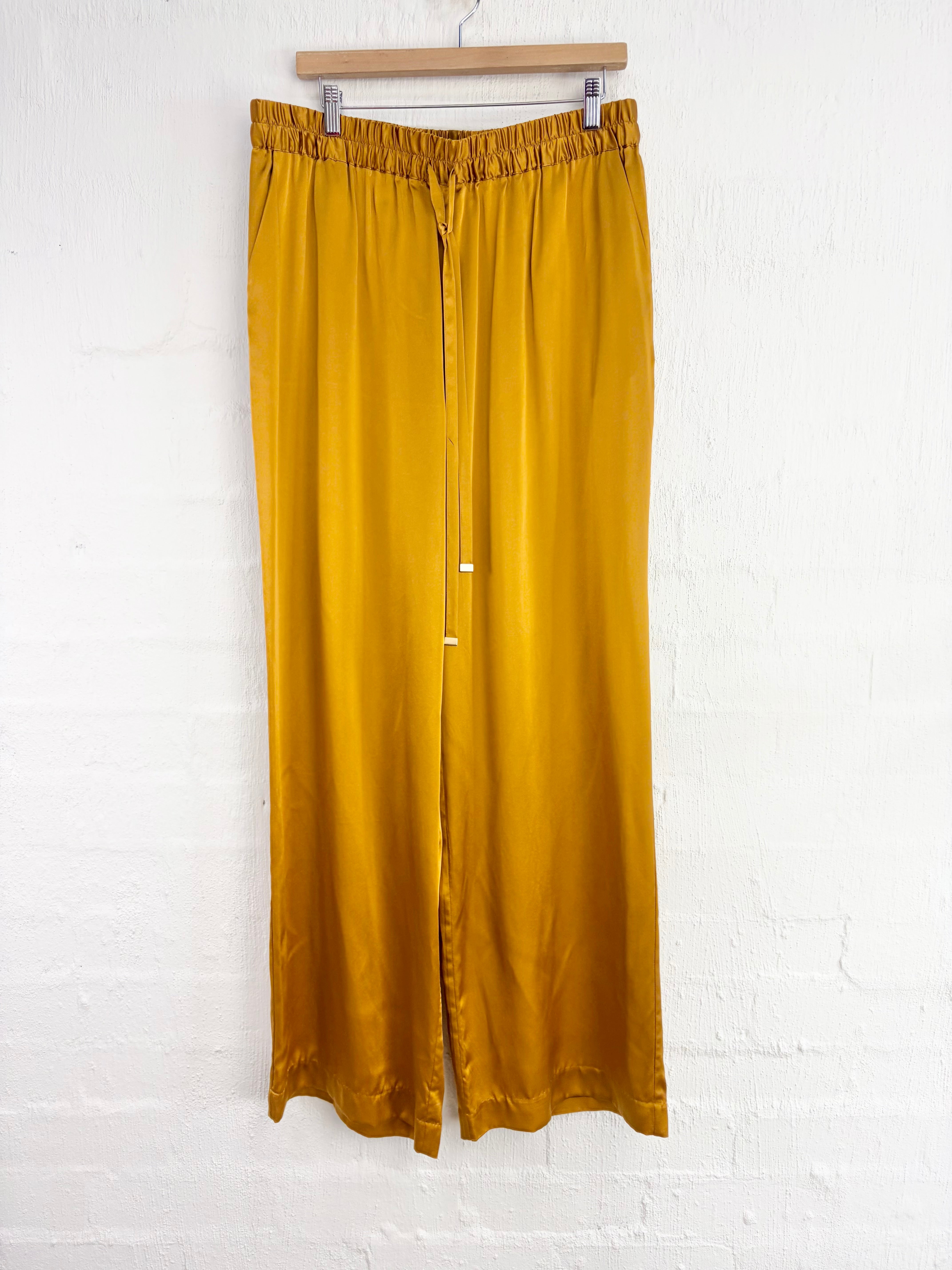 Husk Bright Gold Silk Drawstring Slacks - AU16