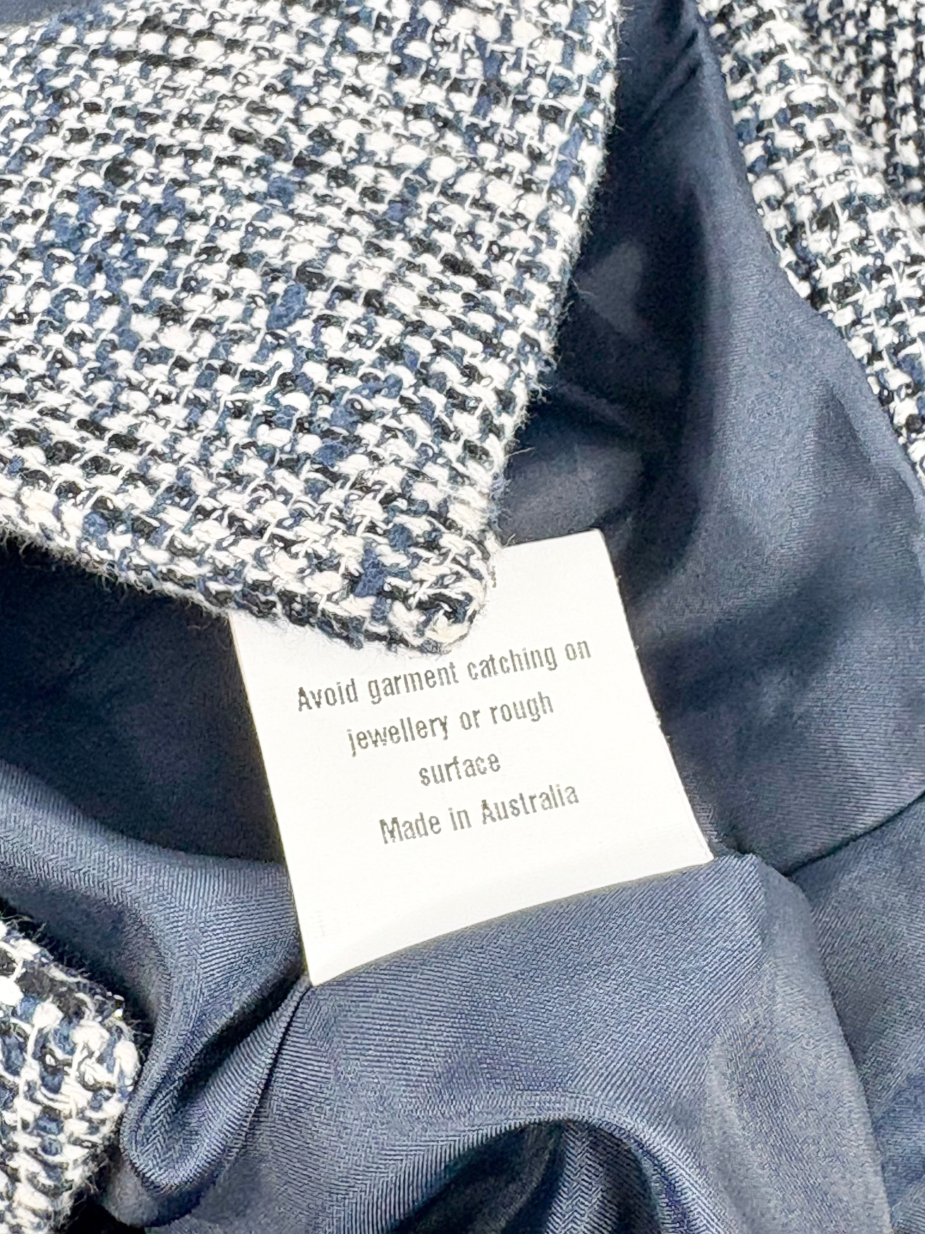 Carla Zampatti Navy & White Tweed Cropped Blazer - AU14