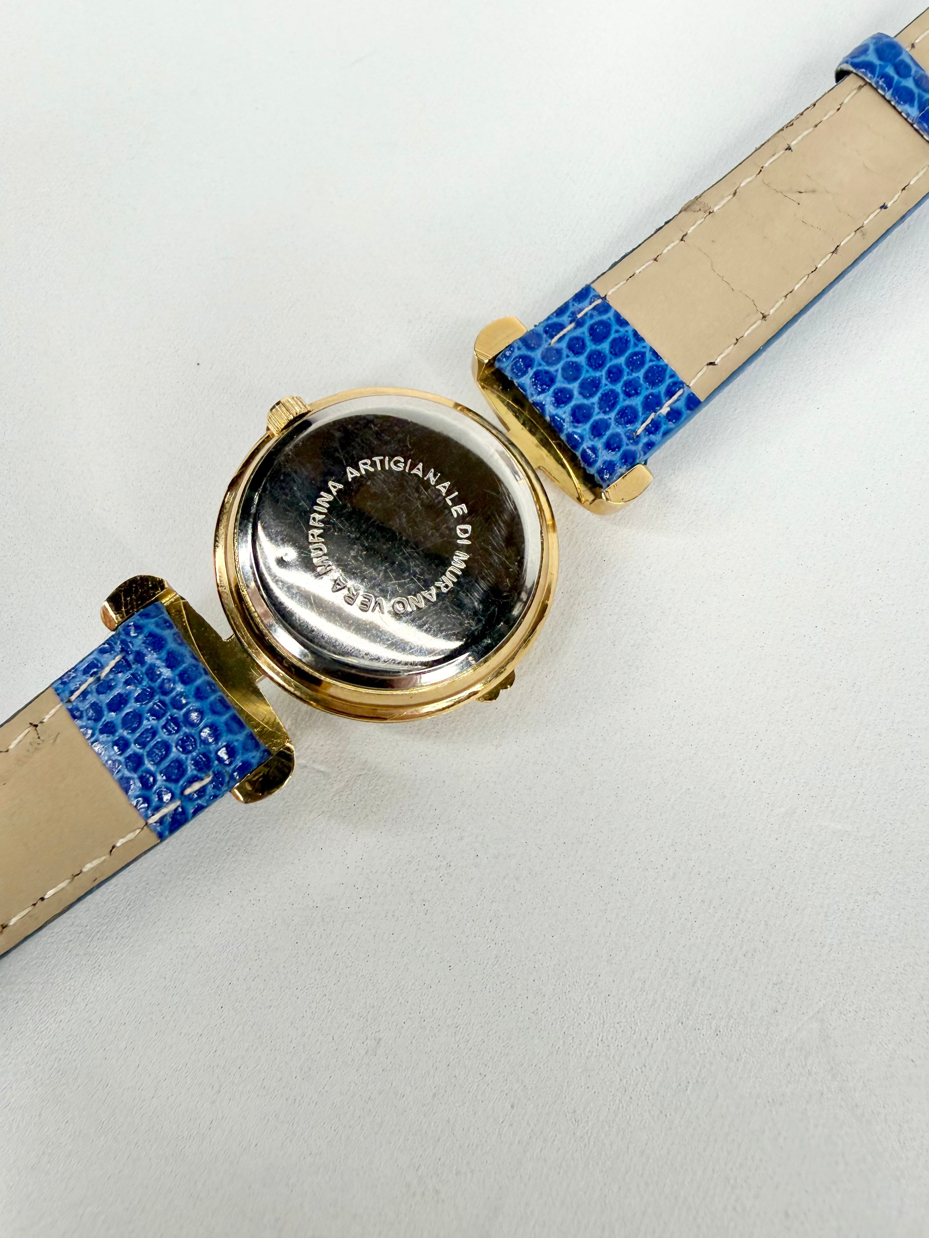 Murano Millefiori Embellished Blue Strap Watch