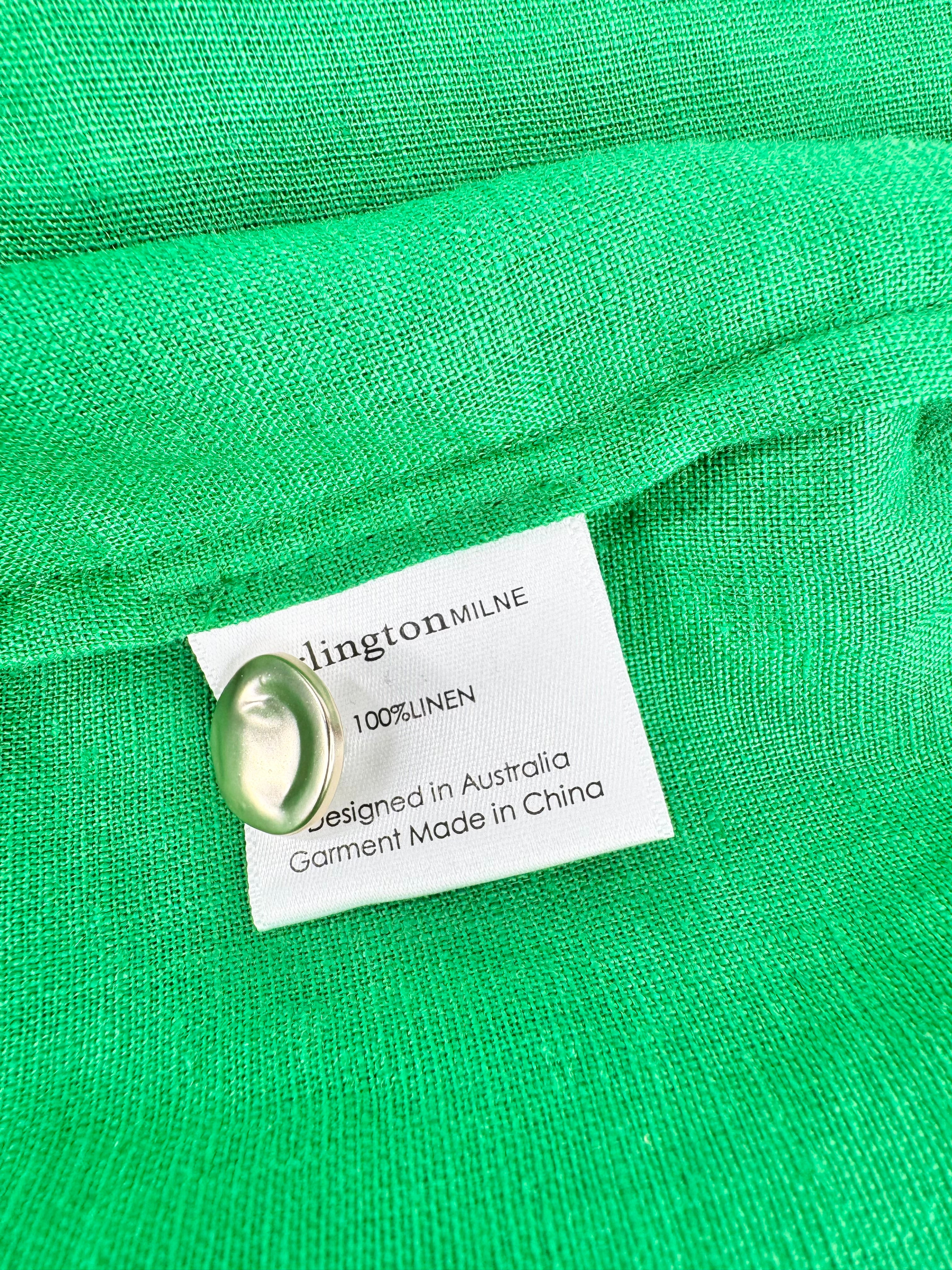 Arlington Milne Emerald Green Linen Blouse - AU6