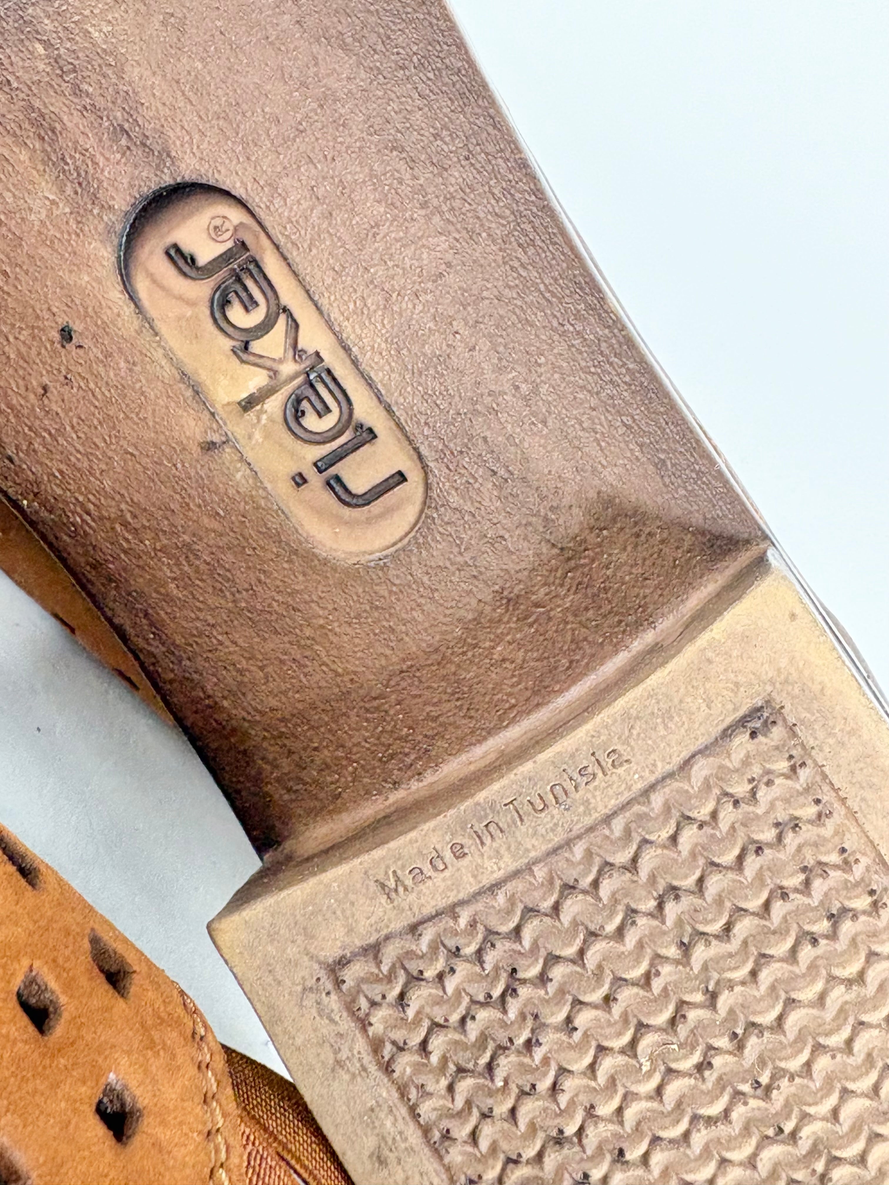 Rieker Tan Leather Perforated Slip Ons - EU42