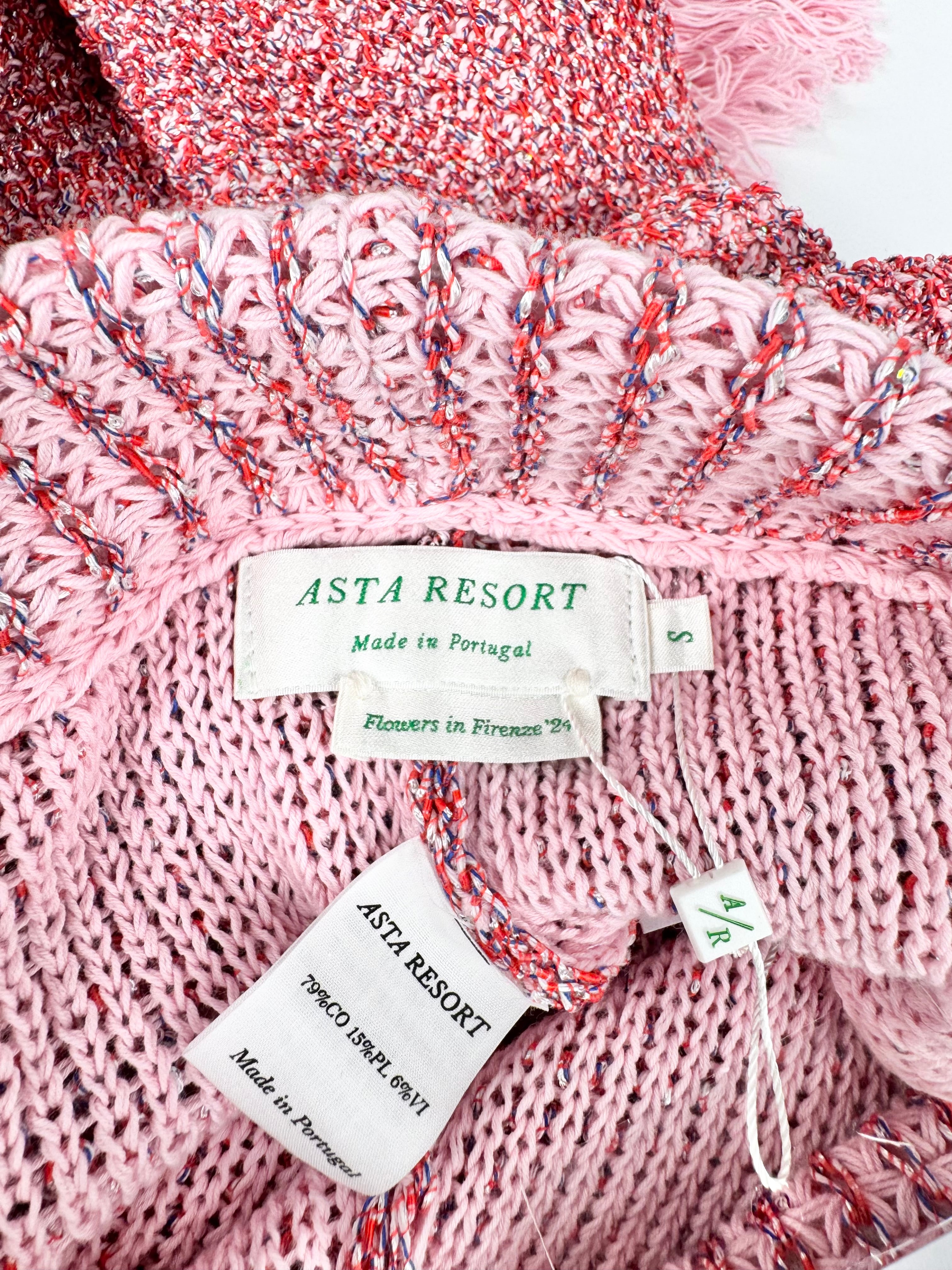 Astra Resort Pink Sequinned Knit Pants and Jacket Set Size S