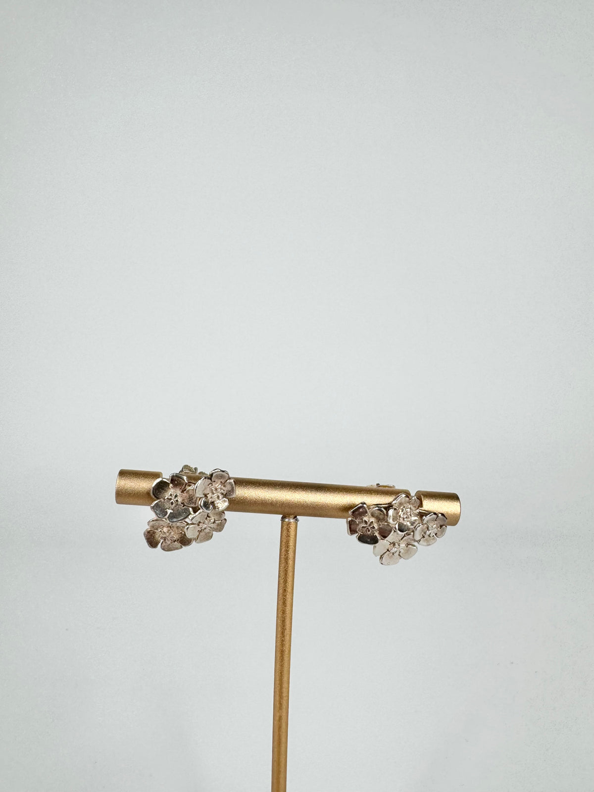 Silver Floral Bouquet Stud Earrings