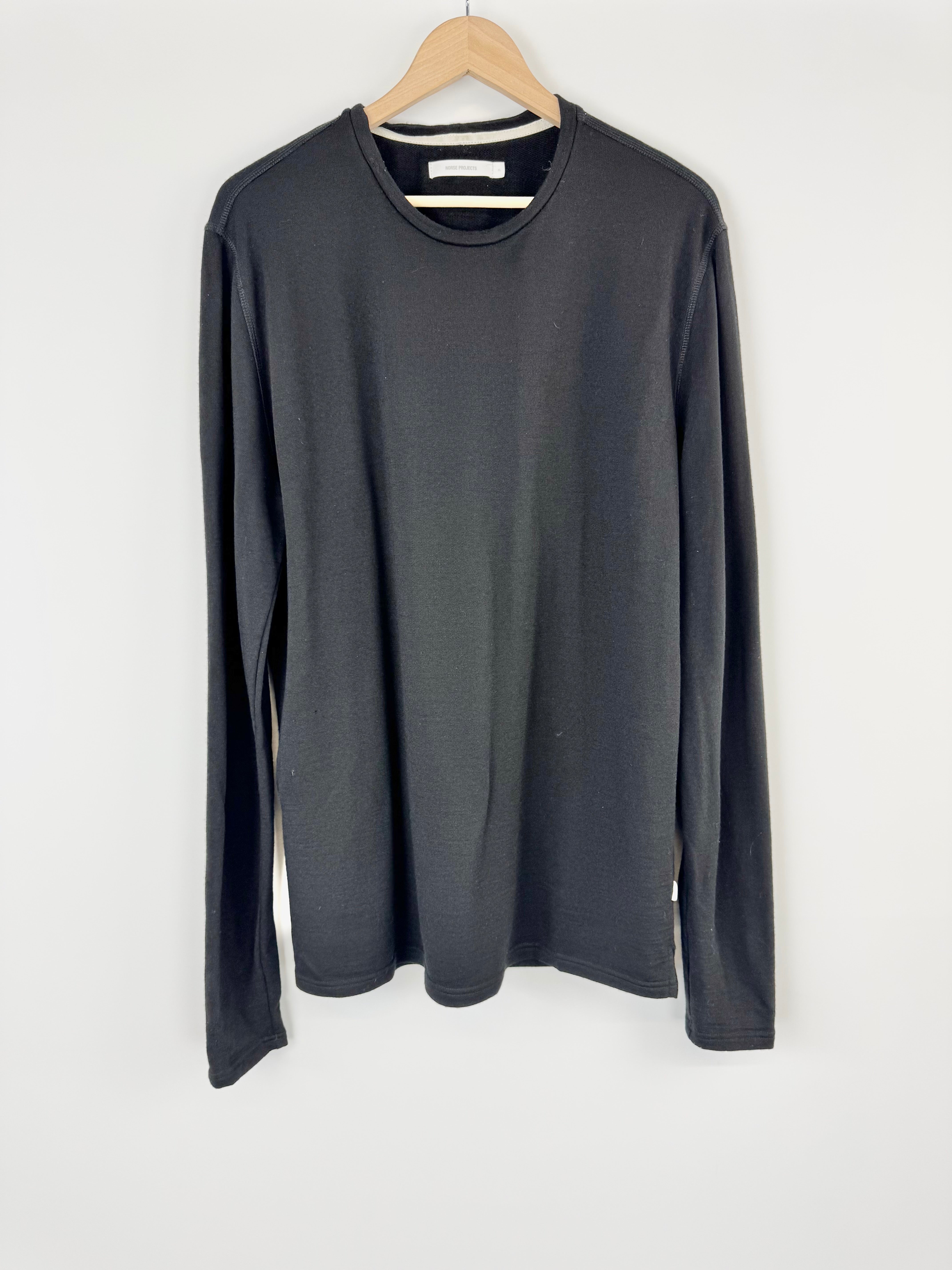 Norse Projects Black Merino Wool Long Sleeve Top - XL