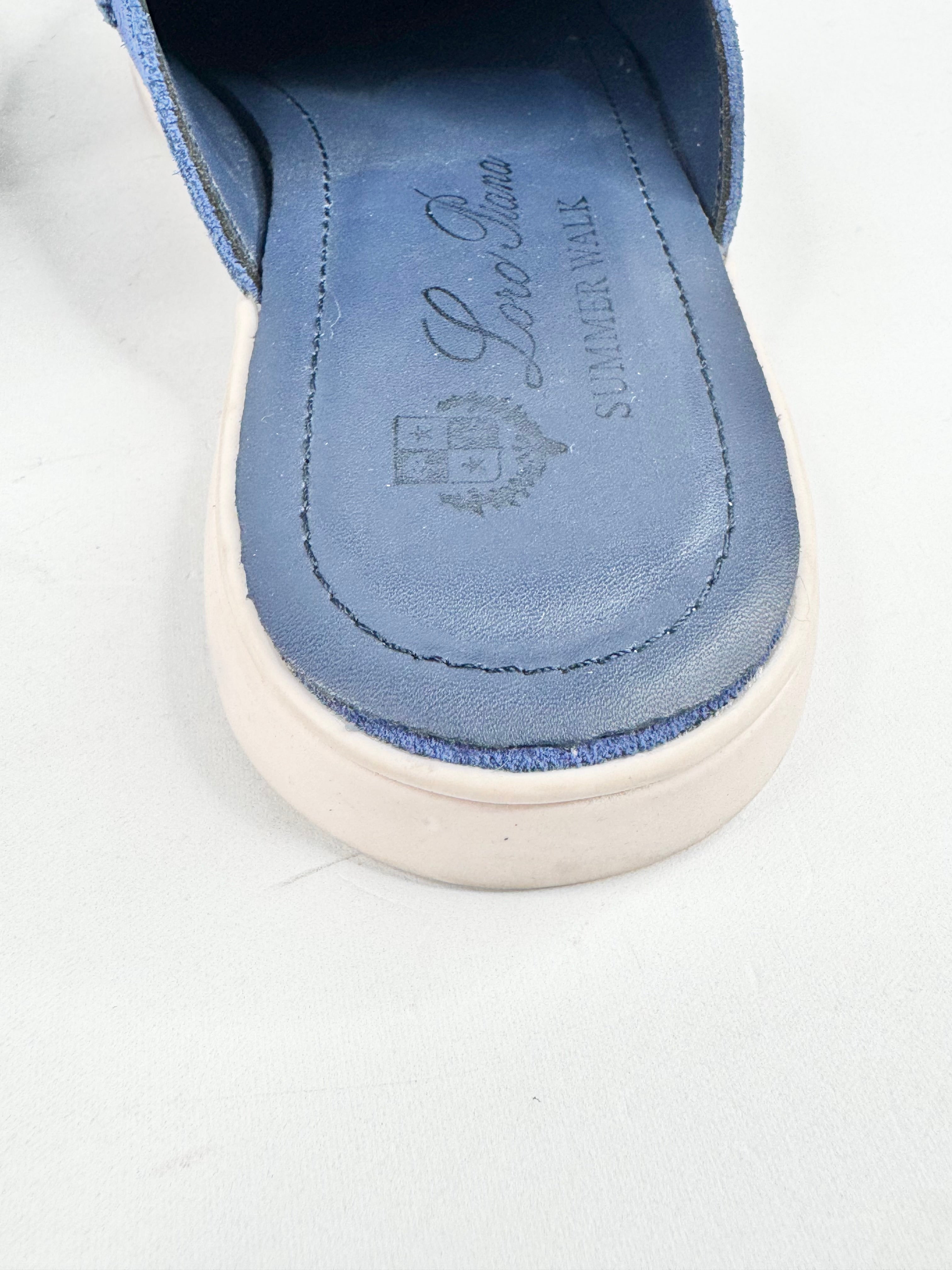 Loro Piana Blue Suede Babouche Charm Embellished Mules - EU38