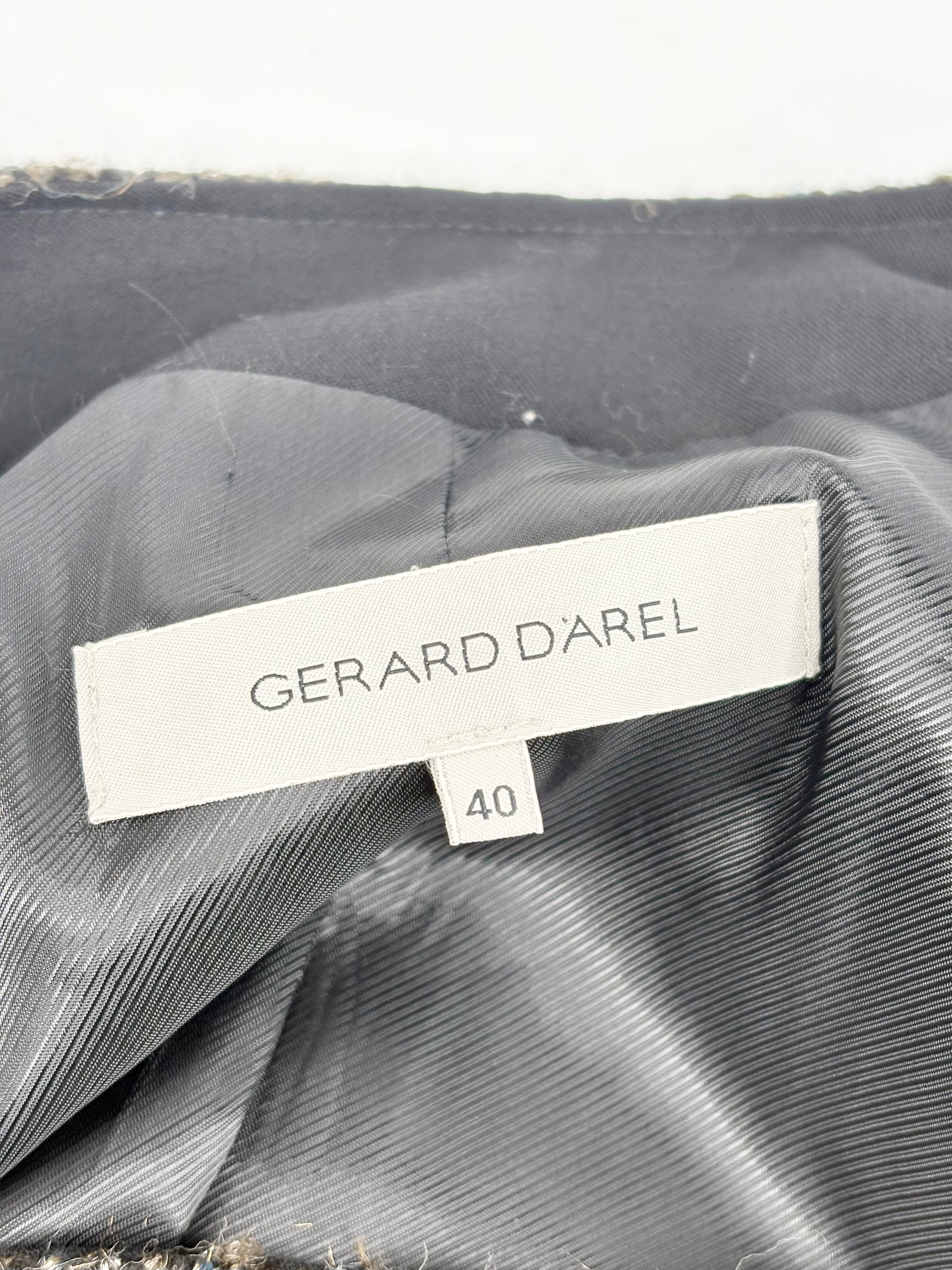 Gerard Darel Brown & Ocean Blue Tweed Asymmetric-Zip Moto Jacket - AU12