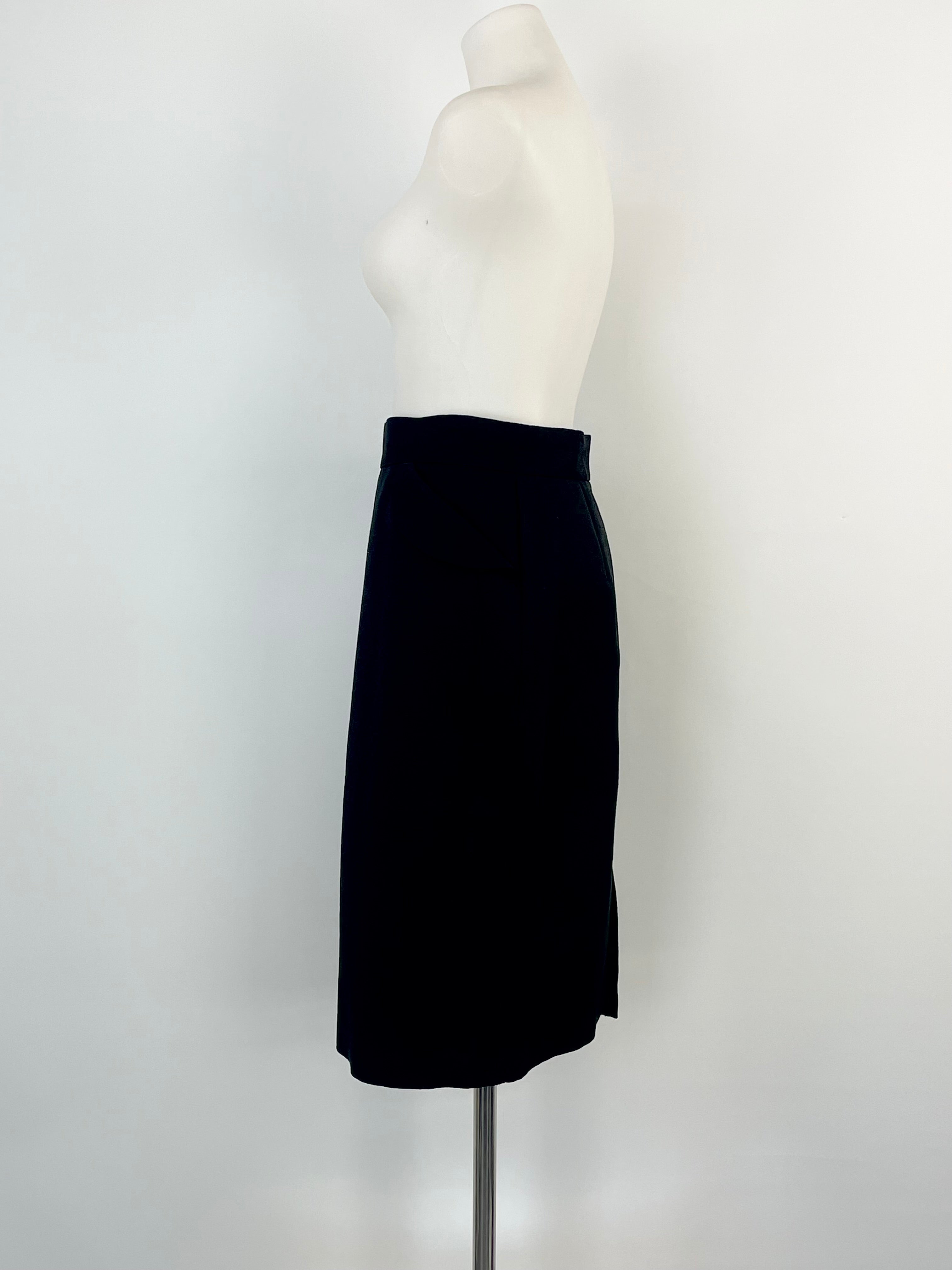 Escada Textured Black Wool & Silk-Blend Midi Skirt - AU10