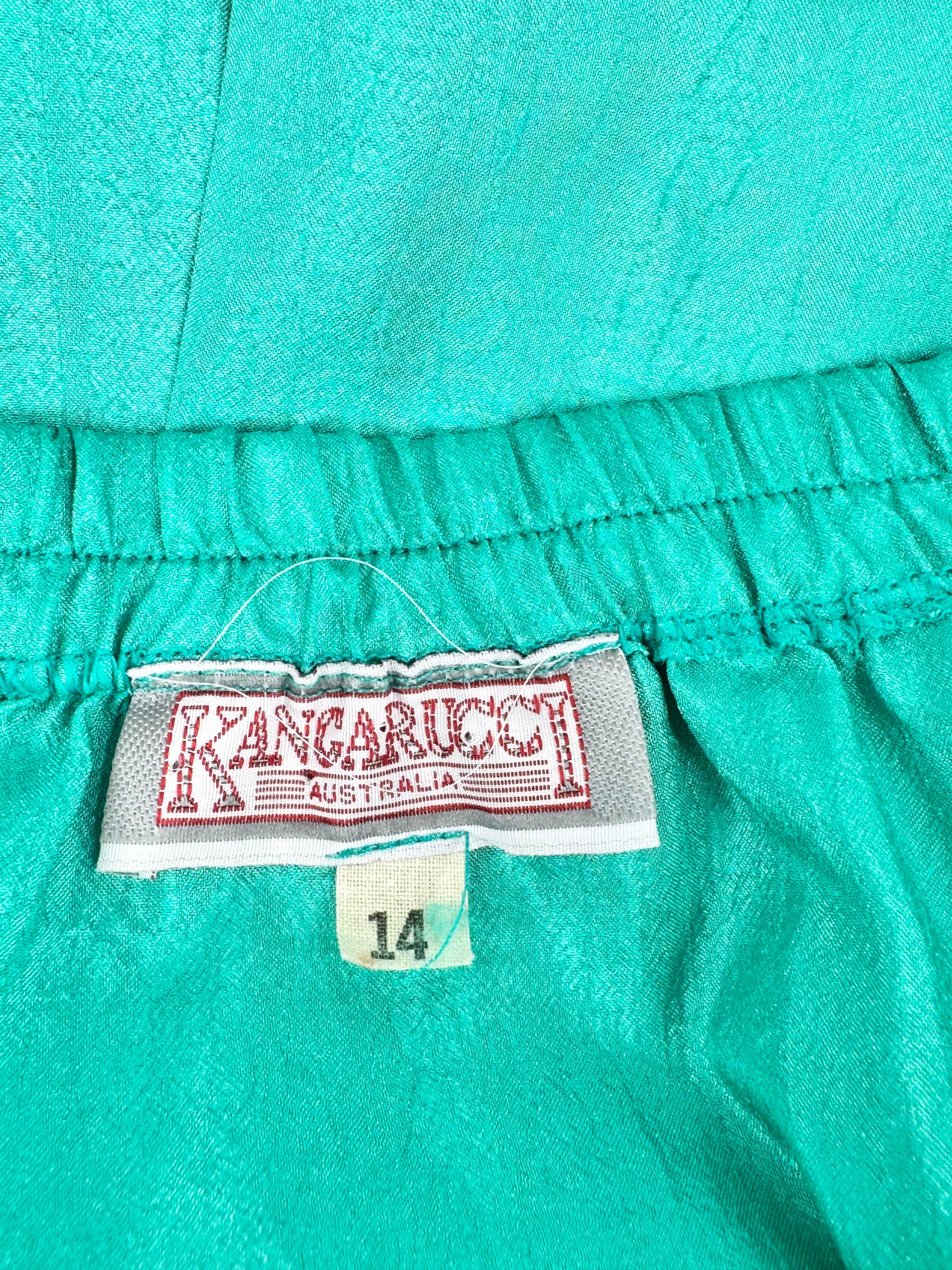 Vintage 90s Kangarucci Teal Pleated Mini Skirt - AU12