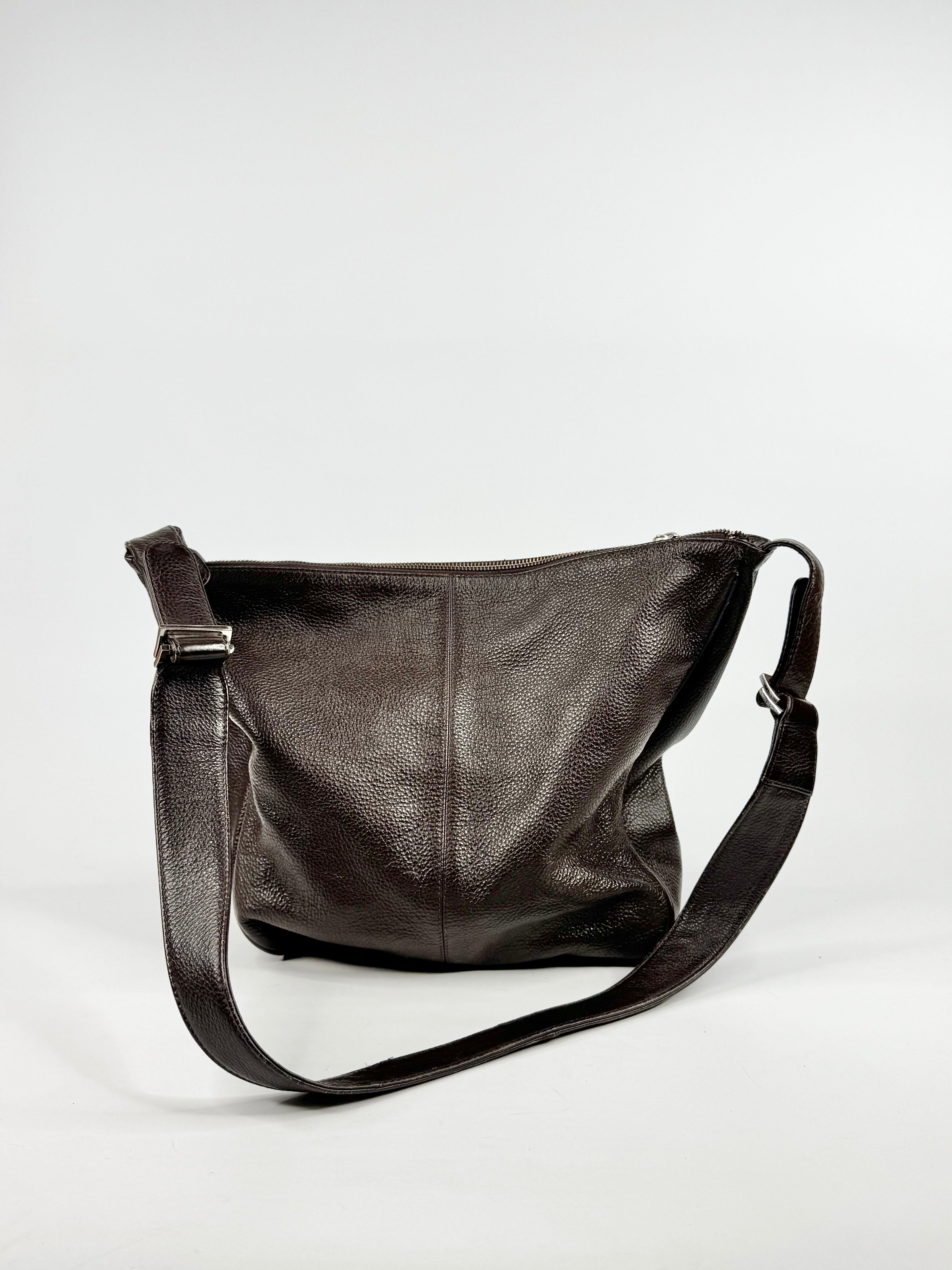 Le Tanneur Large Coffee Brown Grained Shoulder Bag