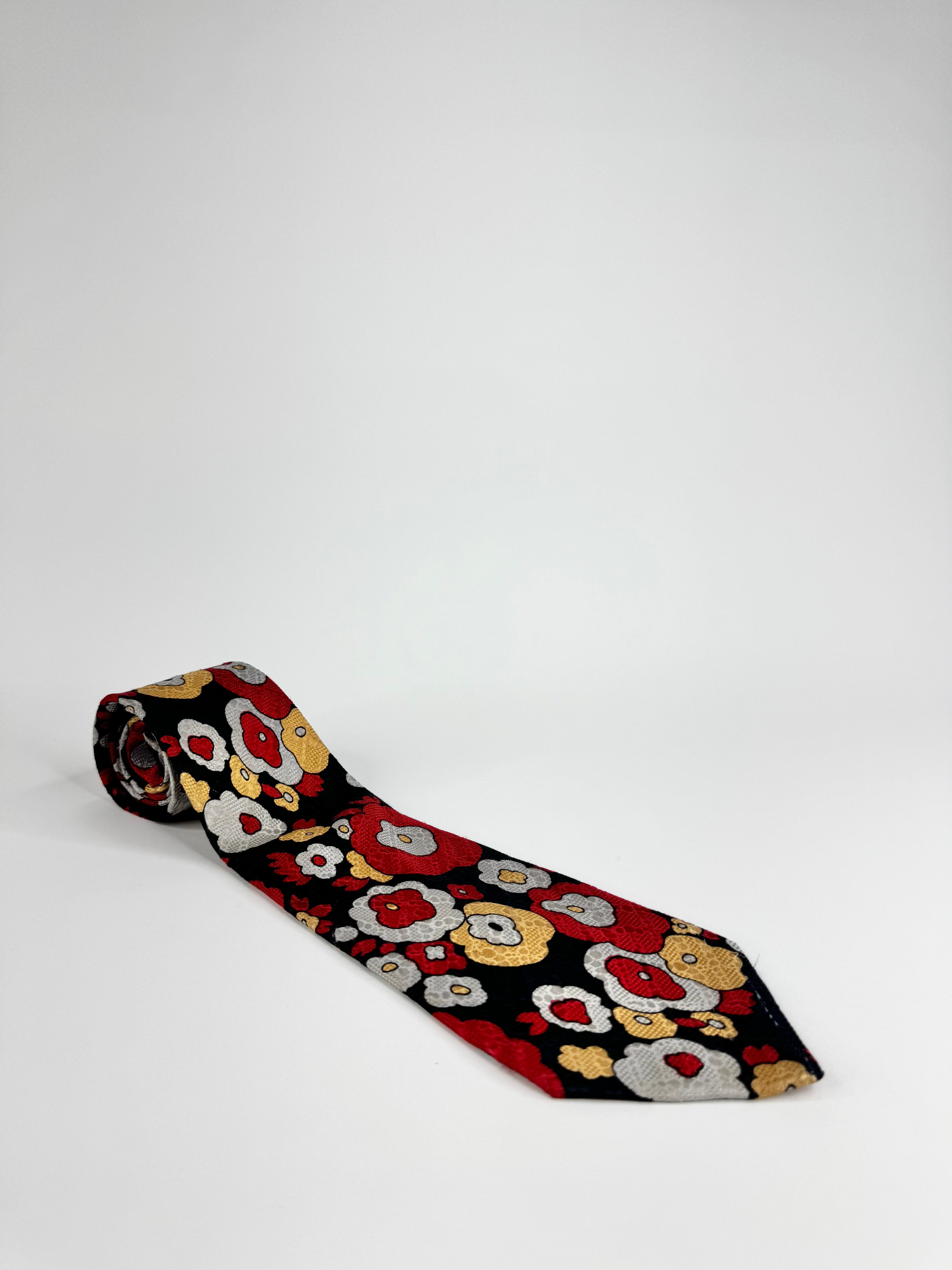 Vintage Yves Saint Laurent Retro Floral Patterned Silk Tie