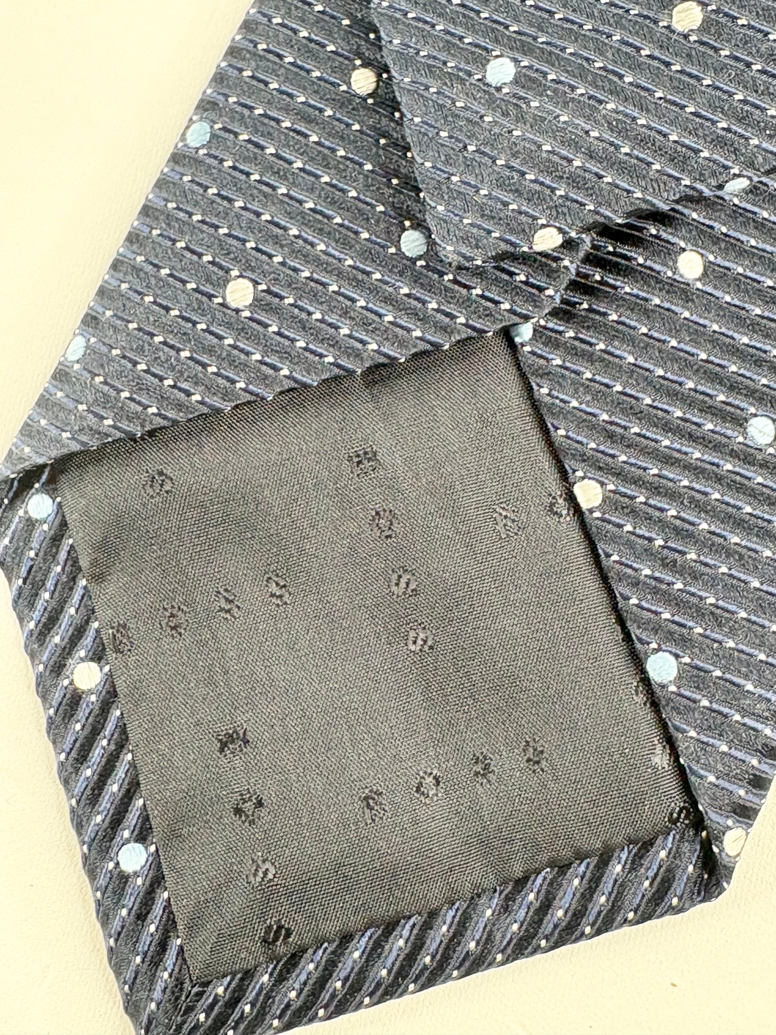 Boss Hugo Boss Navy Blue Silk Micro Dot Pattern Tie